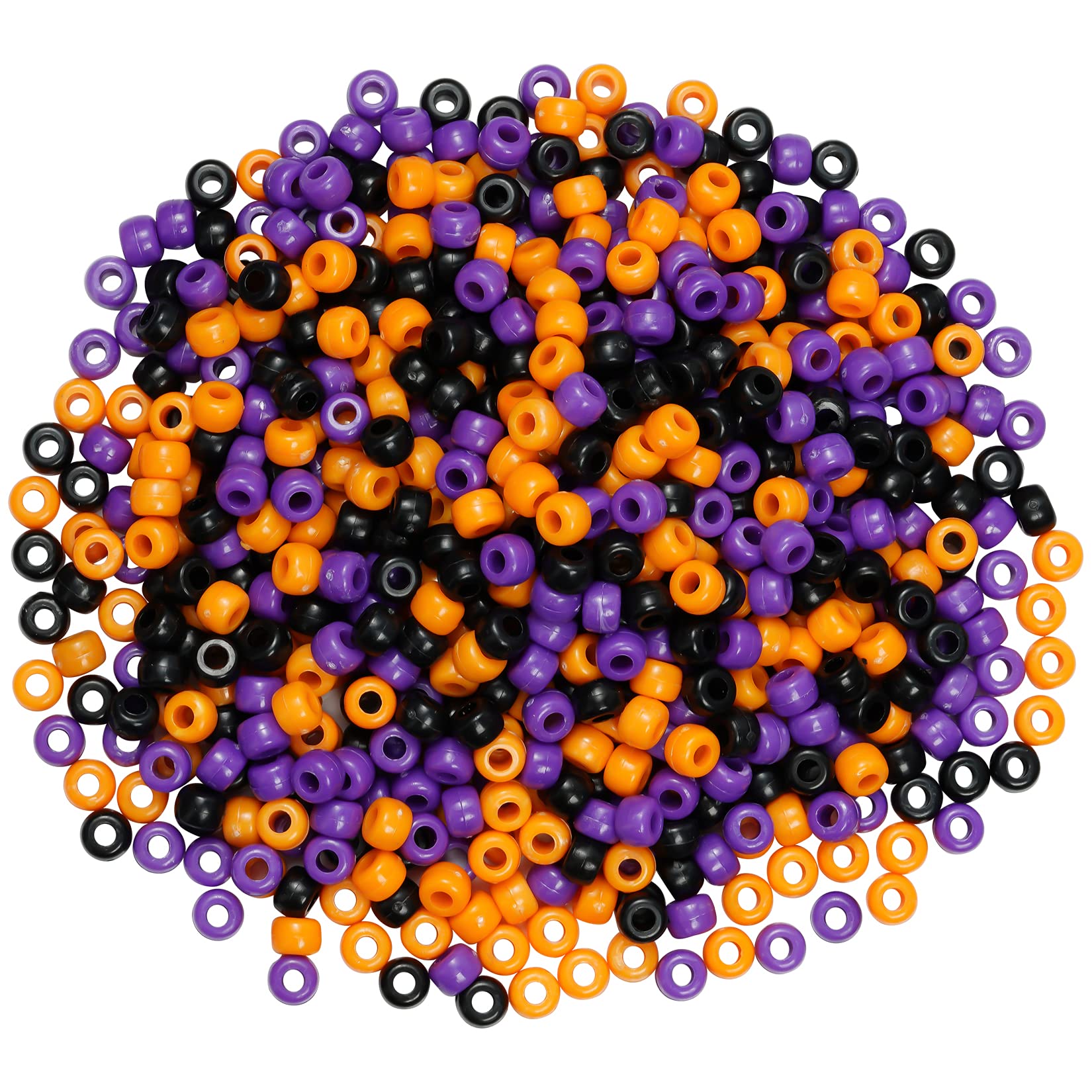 1000 Pcs Halloween Plastic Beads - Assorted Opaque Round Beads for DIY Jewelry Making, Necklaces, Bracelets & Earrings (Black, Purple, Orange) - Perfect for Halloween Decorations, Party Favors & Craft Projects