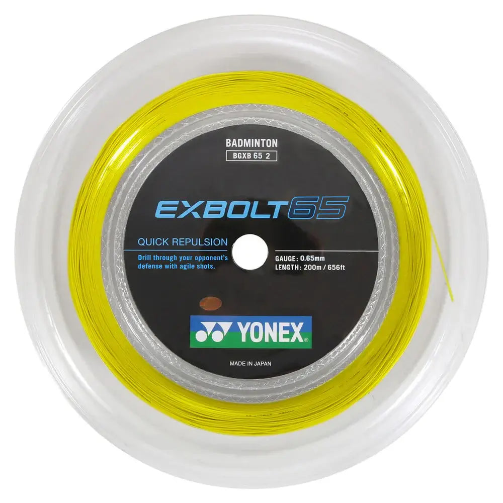Yonex Exbolt 65 Badminton String [200m Reel] - High Performance Badminton Racket String for Professional Players - Perfect for Tournament Play and Training Sessions