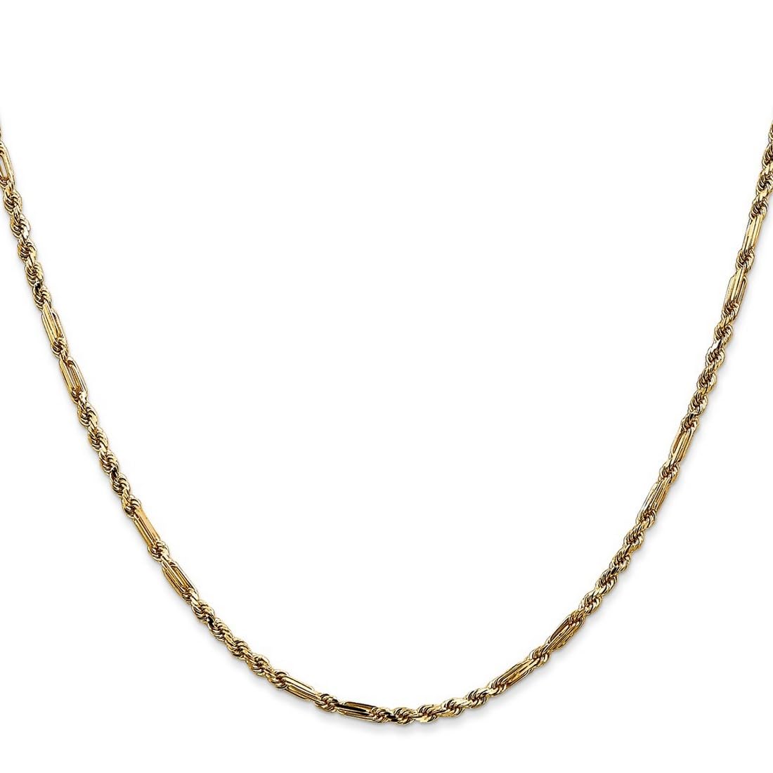 14k Gold Milano Rope Chain Necklace for Women & Men - Adjustable Lengths 16