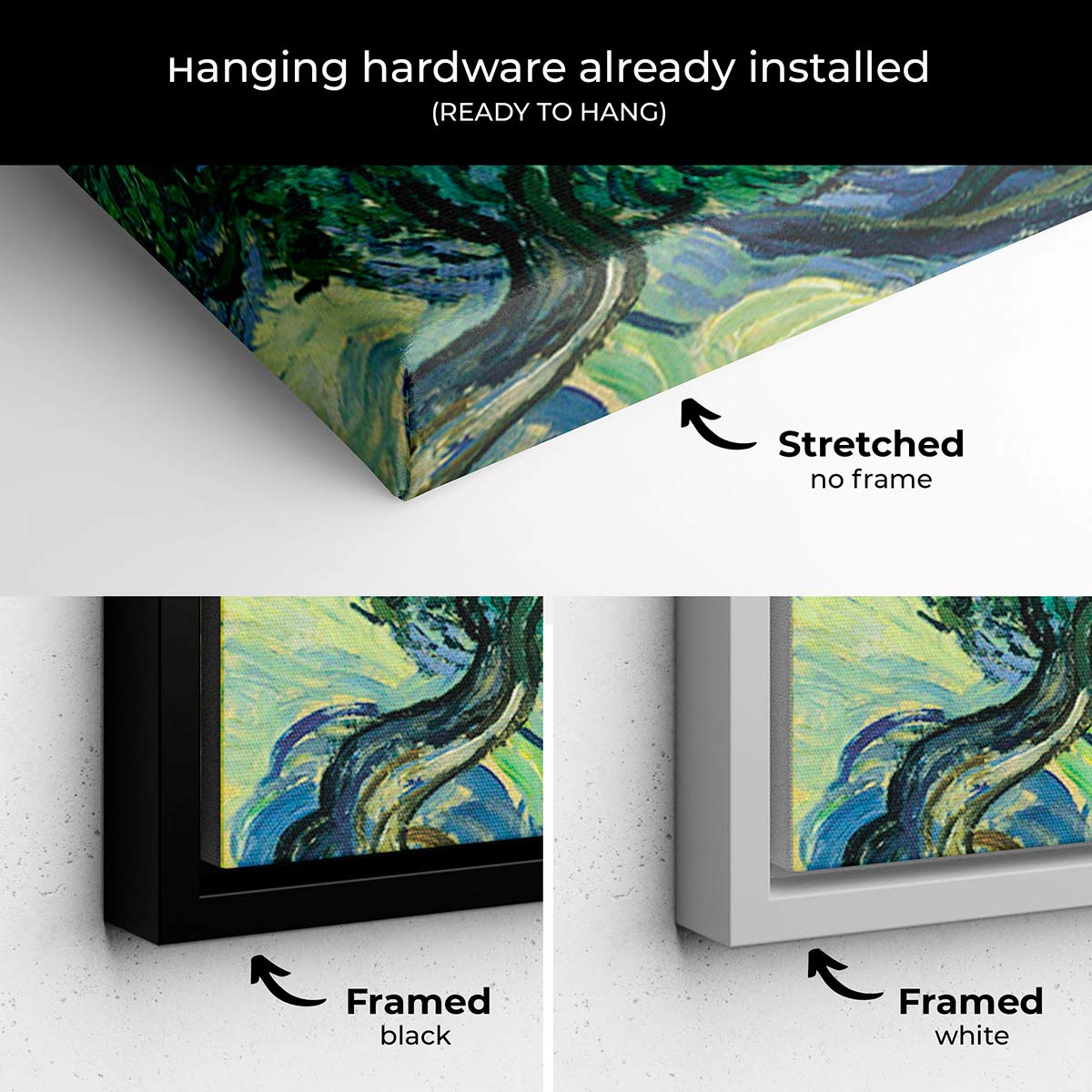 Blue Olive Trees Wall Art Canvas Print - Modern Home Decor for Living Room, Bedroom & Office - 4892