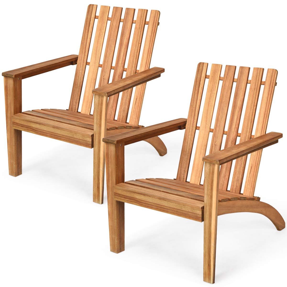 Giantex Acacia Wood Adirondack Chair Set of 2 - 350 lbs Weight Capacity, Weather-Resistant Outdoor Lounge Chairs for Garden, Patio, Poolside, Balcony & Lawn - Perfect for Relaxing, Campfires & Backyard Gatherings