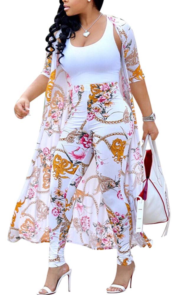 ENLACHIC Women's Floral Print Long Sleeve Cardigan & Pants 2-Piece Outfit Set - Casual Loungewear, Spring Cover Up, Boho Chic Fashion for Home & Outdoor Wear