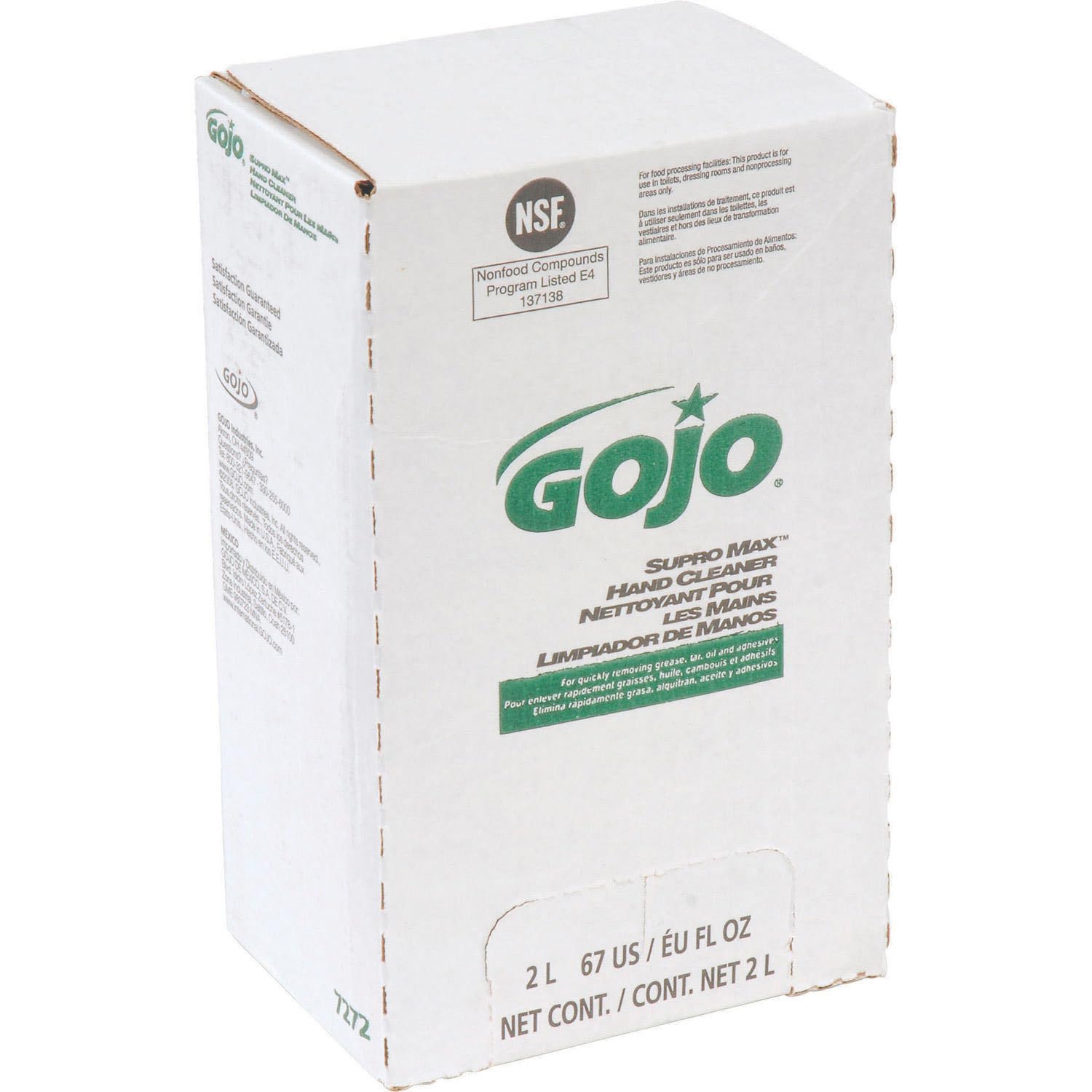 Gojo 7272-04 Supro Max 2000 mL Bag in Box Refill - 4 Pack/Case | Hand Soap Dispenser Refills for Commercial & Healthcare Use