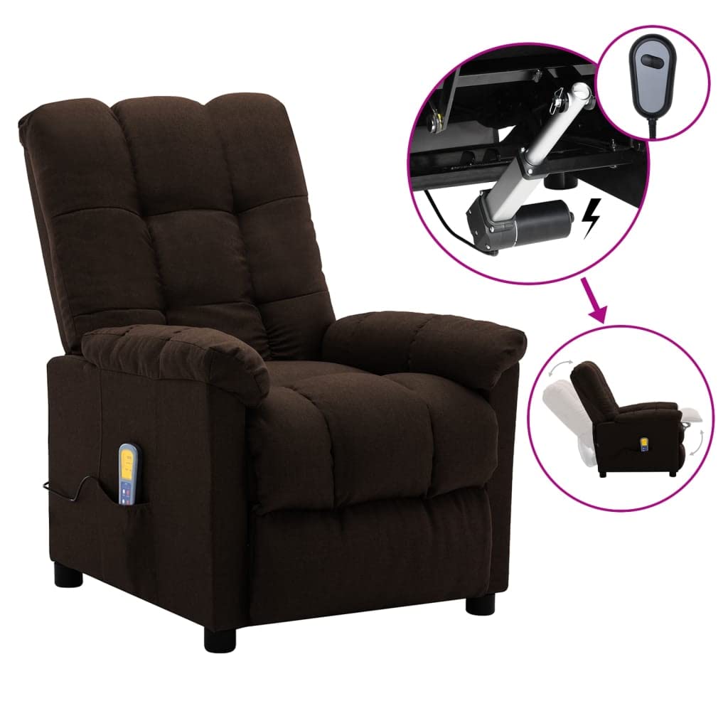 Electric Massage Recliner Chair for Elderly - Adjustable Home Theater Reclining Sofa with Dark Brown Fabric | Perfect for Living Room, Home Cinema & Relaxation