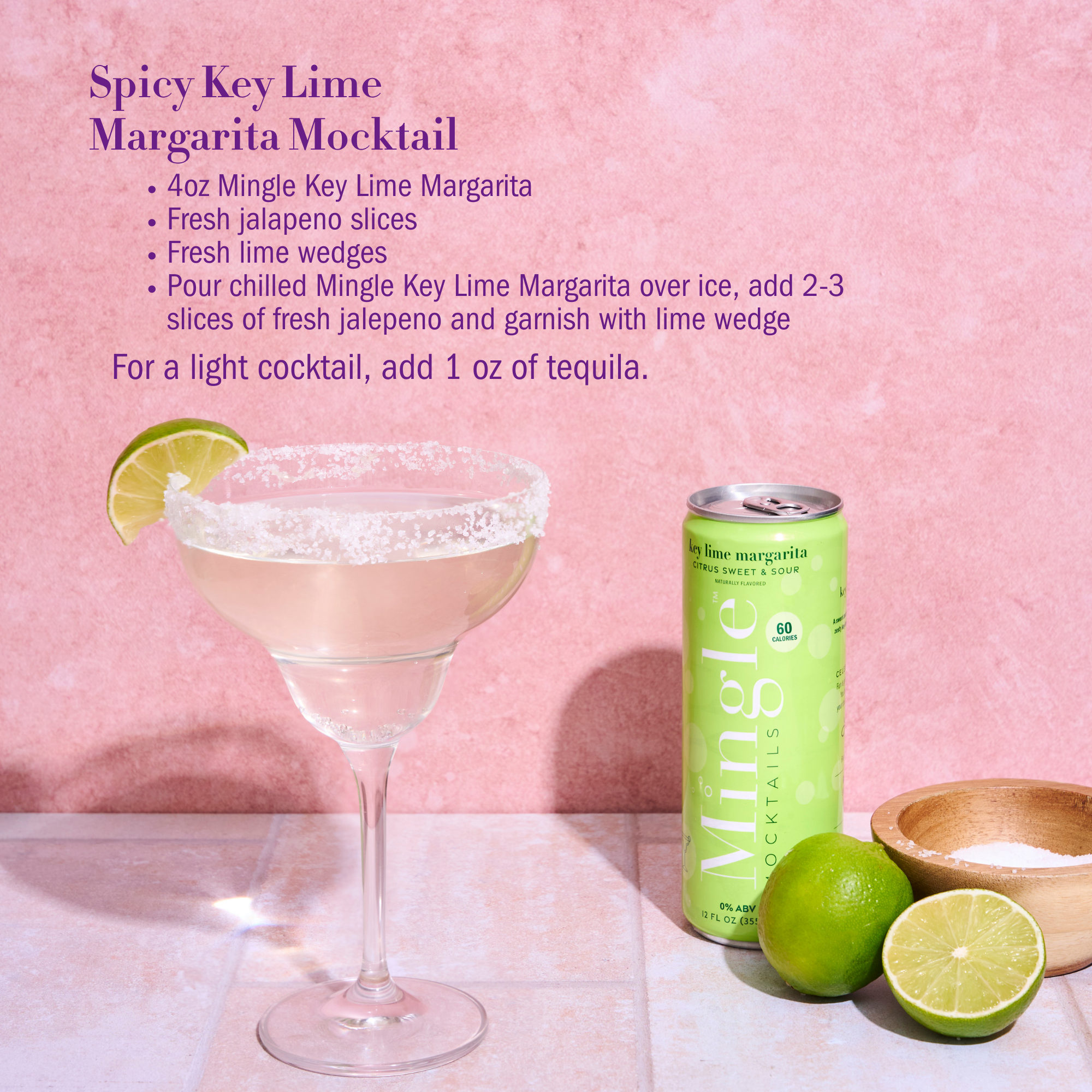 Mingle Mocktails Key Lime Margarita Non-Alcoholic Drink Mix - 24 Pack (6x4 12oz Cartons) - Perfect for Parties, Weddings & Family Gatherings