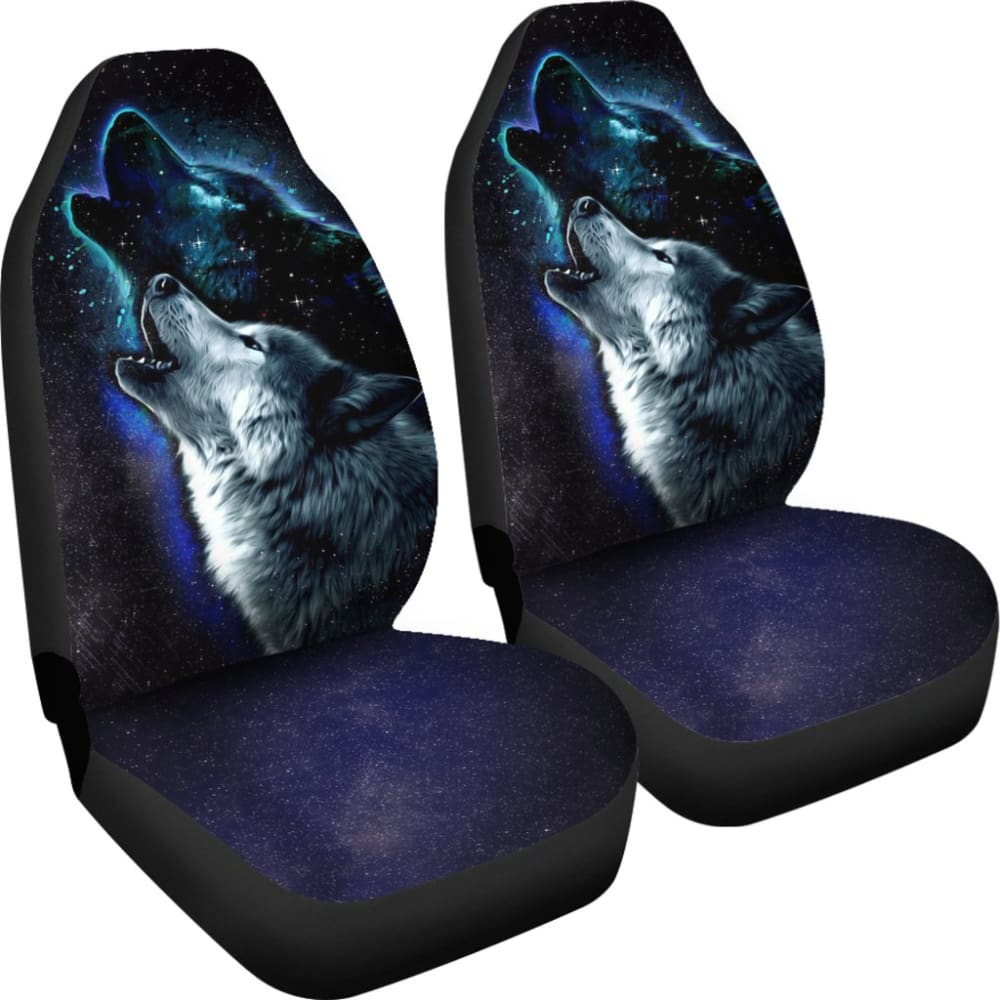 Galaxy Wolf & Star Car Seat Covers - Universal Fit for Cars, Trucks & SUVs - Unique Space-Themed Design - Perfect for Road Trips & Stargazing Adventures