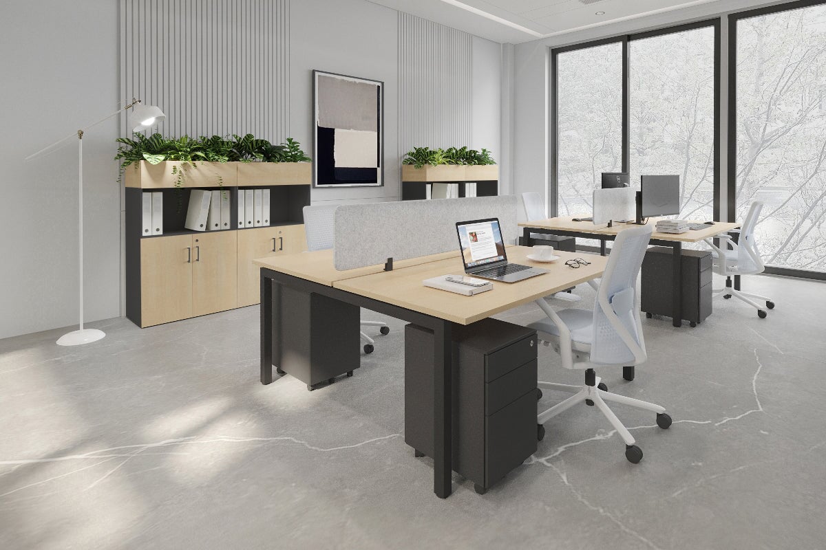 Quadro Square Legs 2 Person Office Workstation Desk - 1200L x 700W Modern Shared Workspace Solution for Home & Business Offices