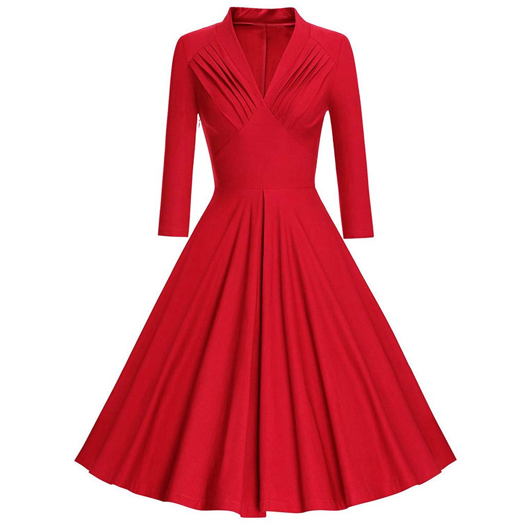 Vintage V-Neck Retro Swing Party Dress for Women - Elegant Wedding & Evening Gala Attire | Perfect for Cocktail Parties, Date Nights & Formal Events
