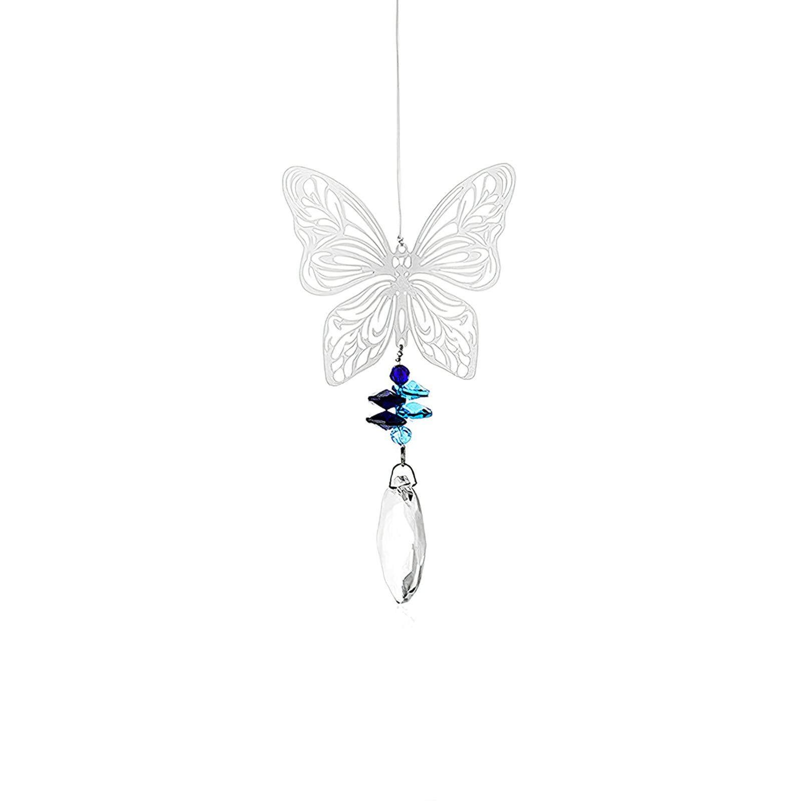 Crystal Butterfly Wind Chime - Stainless Steel Hanging Window Ornament with Sun Catcher Prism for Rainbow Effects | Perfect for Home Decor, Wedding Decorations, Garden & Patio
