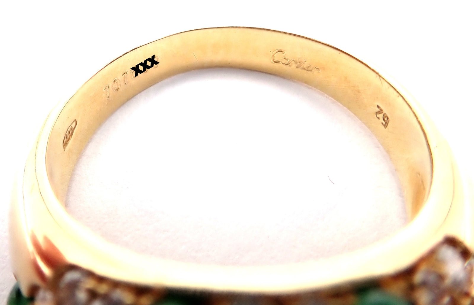 Authentic Vintage Cartier Panthere 18k Yellow Gold Diamond & Emerald Ring for Women - Luxury Jewelry Gift for Anniversary, Engagement & Special Occasions