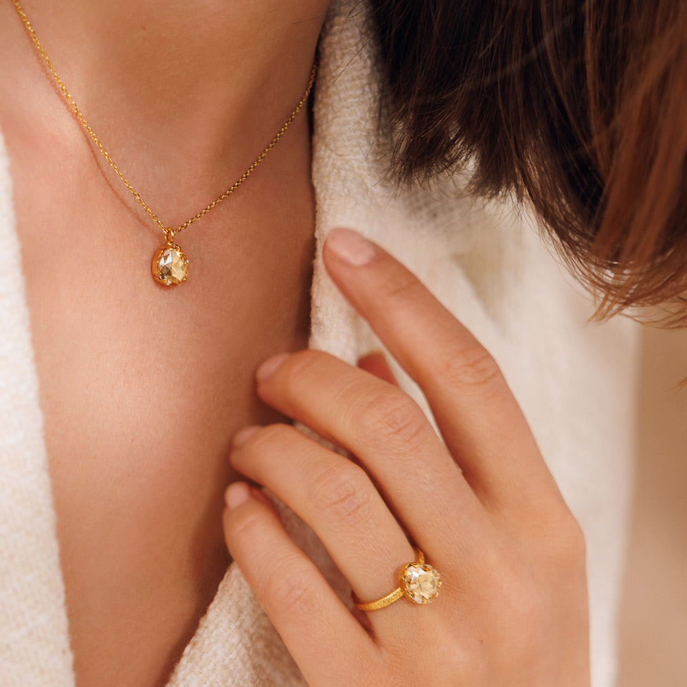 Carlotta Ring - Elegant Gold-Toned Shadow Design for Women | Perfect for Weddings, Parties & Everyday Wear