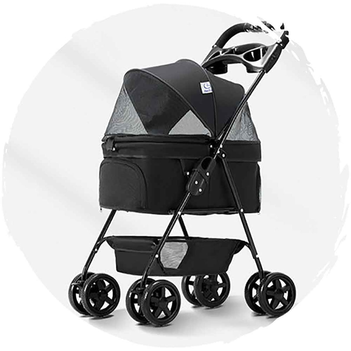 BELLO Stylish 4-Wheel Swivel Foldable Dog Stroller - Pet Carrier up to 12kg (26 lbs) for Small Dogs, Cats - Perfect for Shopping, Travel, Walks & Outdoor Adventures