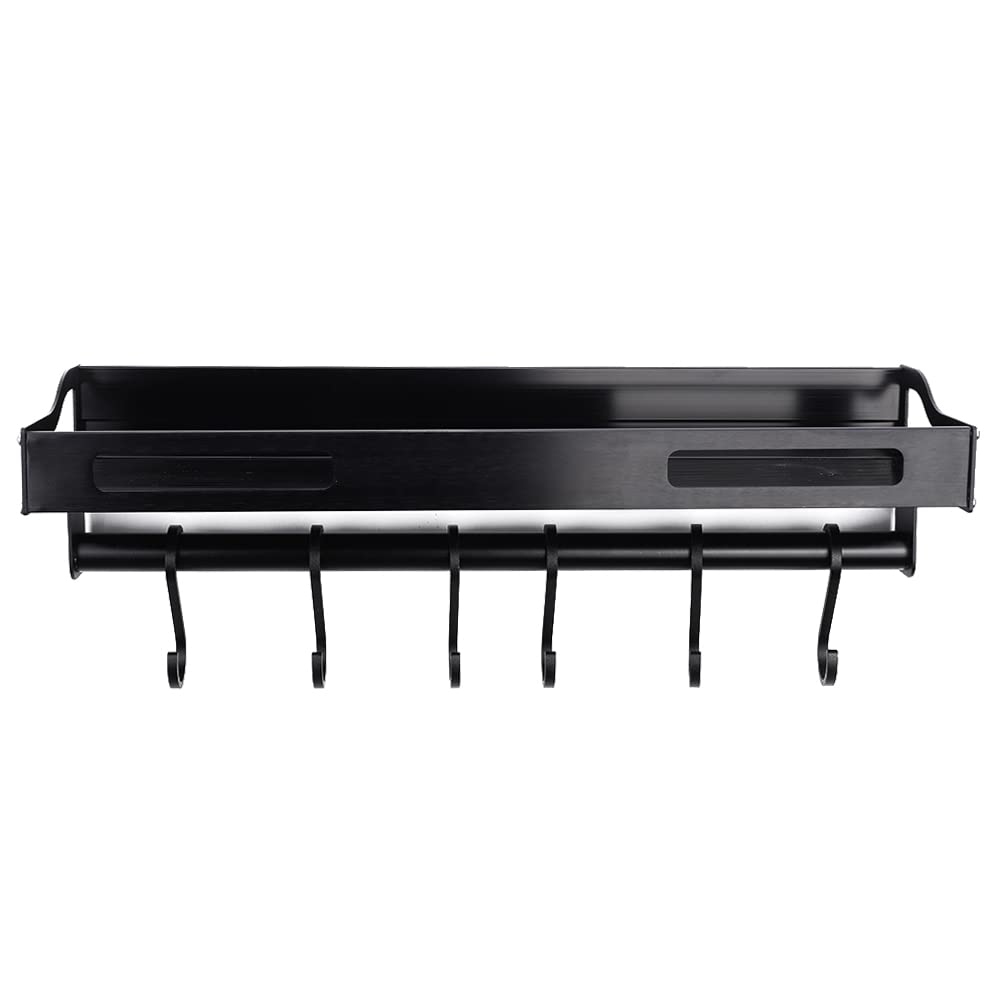 SALUTUY Industrial Pipe Pot Bar Rack - Lightweight Black Aluminum Kitchen Hanging Rail for Drying Towels, Organizing Utensils & Spices - Perfect for Pantry, Laundry Room & Small Space Storage