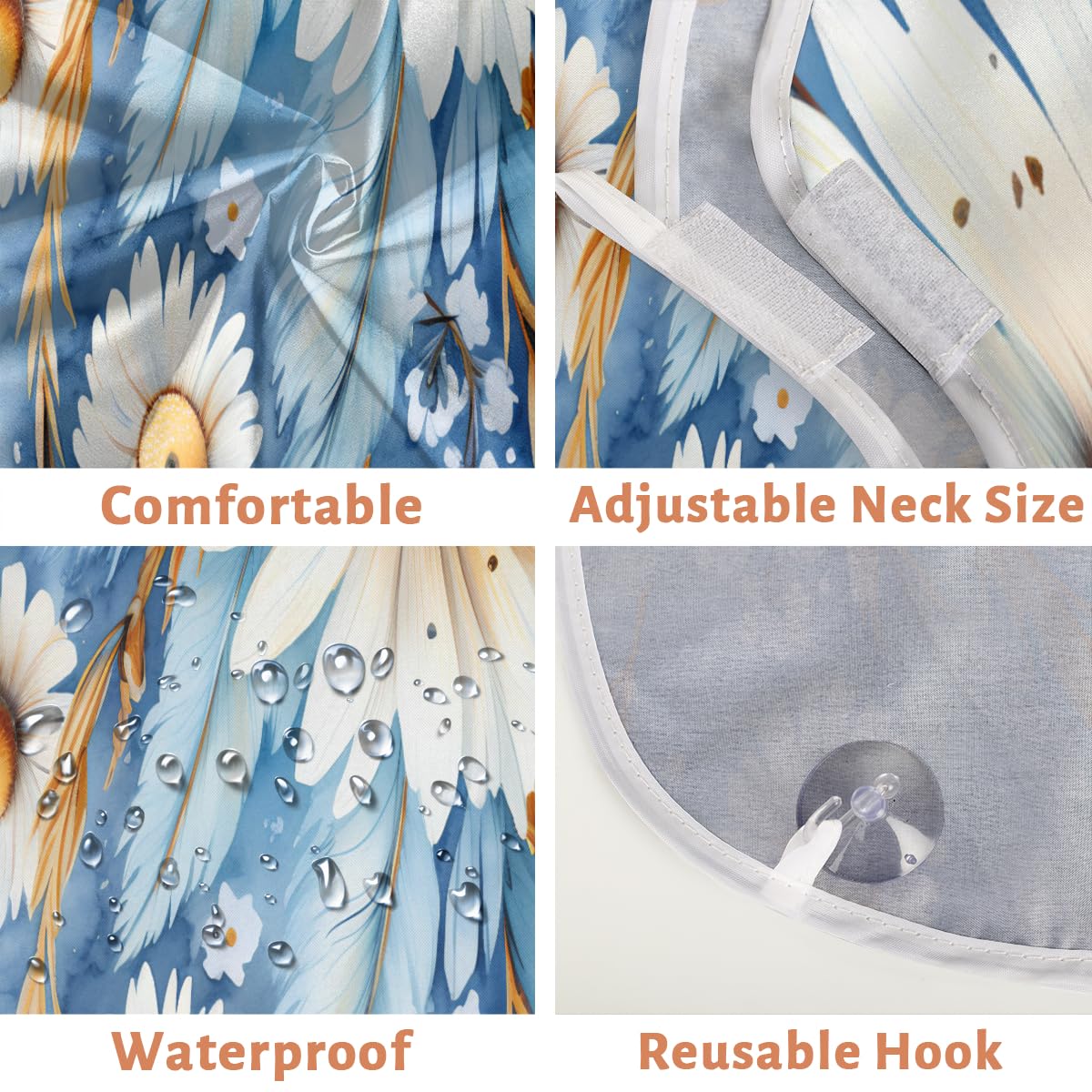 Daisy Pattern Beard Shaving Bib for Men - Waterproof Makeup & Hair Dye Apron for Barbers & Stylists - Sink Hair Catcher for Beard Trimming & Lineup - Perfect Salon & Home Grooming Accessory Gift