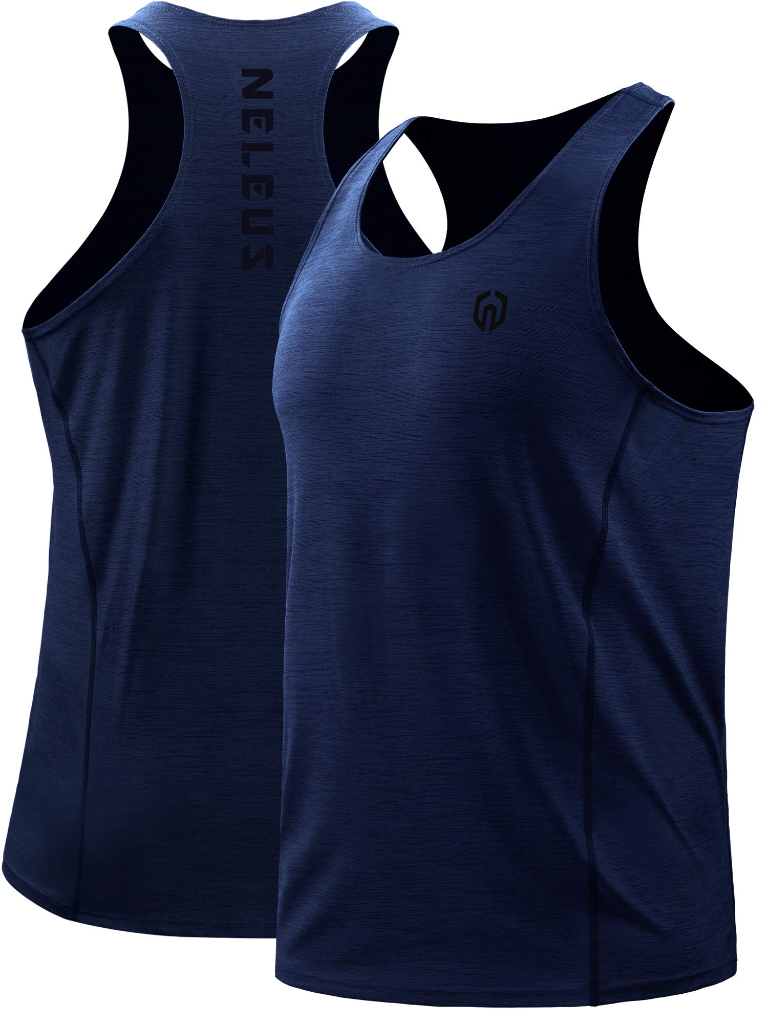 NELEUS Men's 3 Pack Running Tank Top - Moisture Wicking Quick Dry Y-Back Athletic Shirts for Workout & Gym - Lightweight Breathable Performance Tops for Jogging, Training & Summer Sports