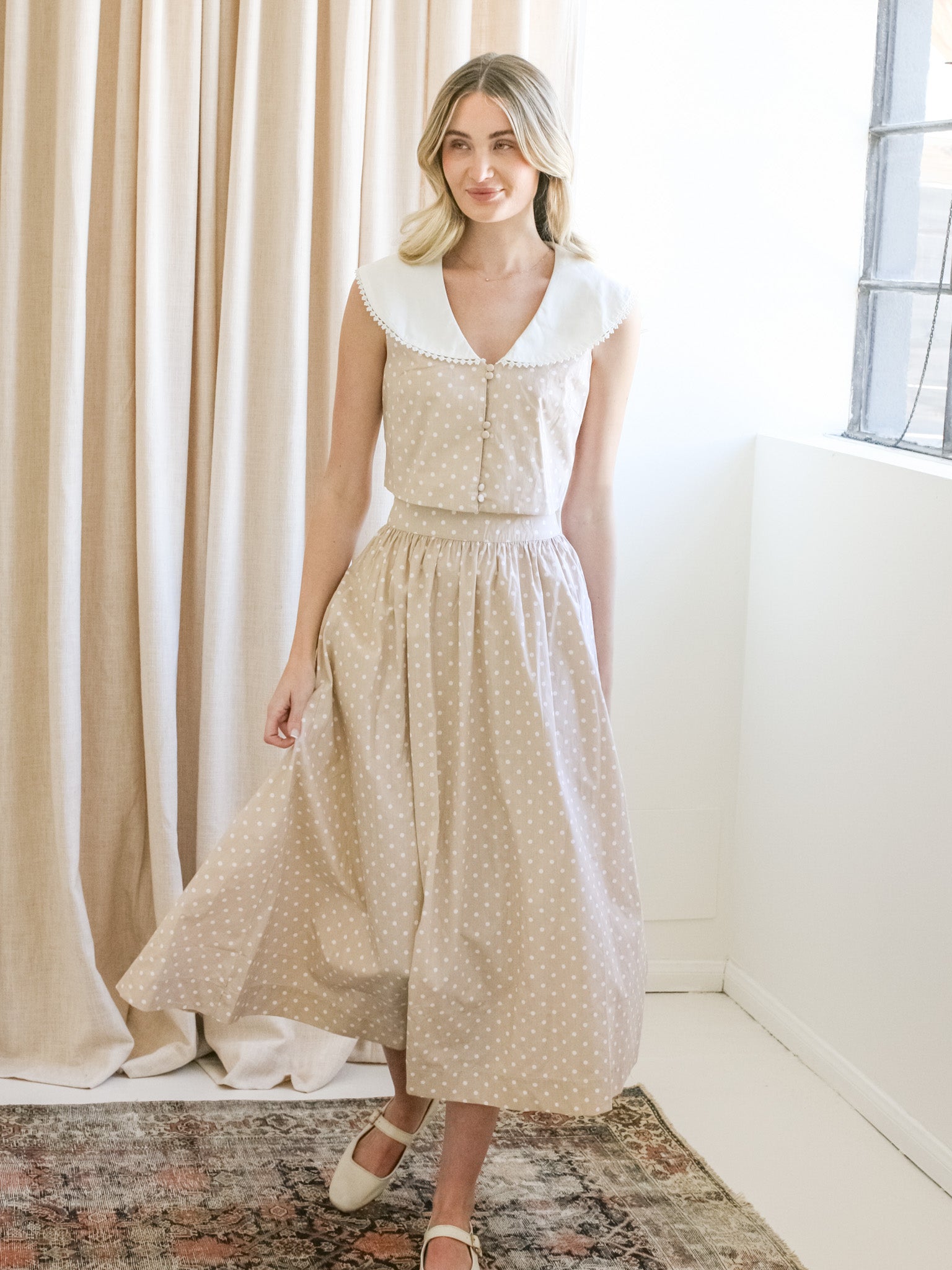 Polka Dot Women's Outfit Set - Stylish Casual Dress & Top Matching Set for Spring Summer | Perfect for Office, Date Night & Vacation Outfits