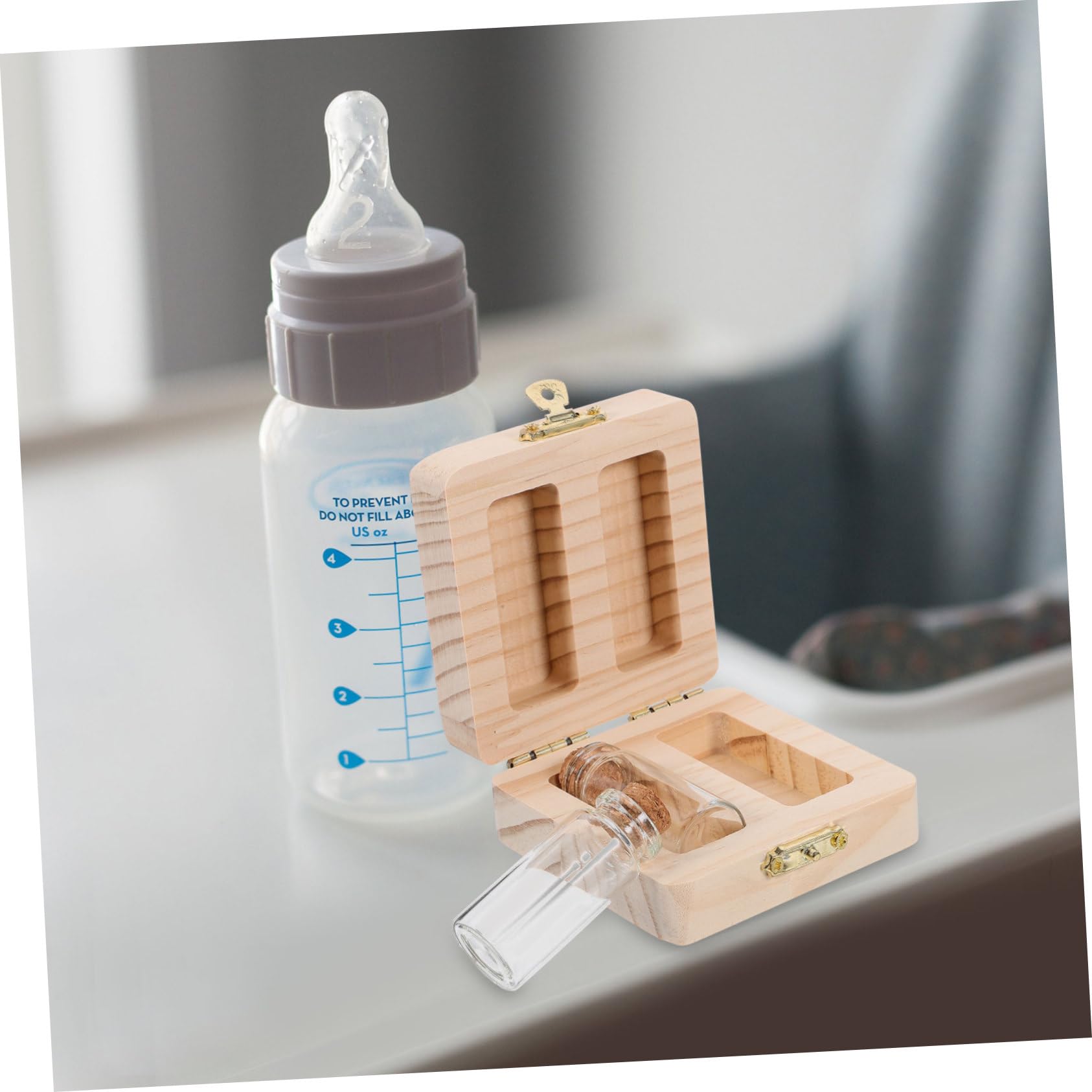 IMIKEYA 2-Piece Baby Memory Box Set - Umbilical Cord & First Hair Keepsake Organizer with Teeth Storage Compartment | Perfect for Newborn Memorabilia, Christening Gifts & Family Heirlooms