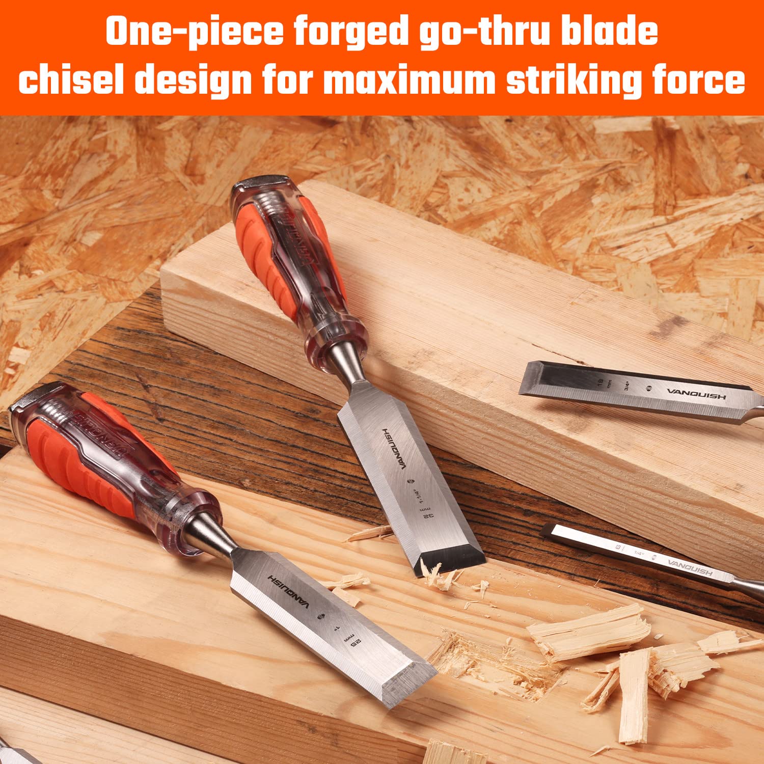 VANQUISH 1 Inch High-Impact Wood Chisel - Forged Steel Mortise Chisel with Go-Thru Design for Professional Woodworking & Carpentry | Perfect for Joinery, Furniture Making & DIY Projects (Model 4606)