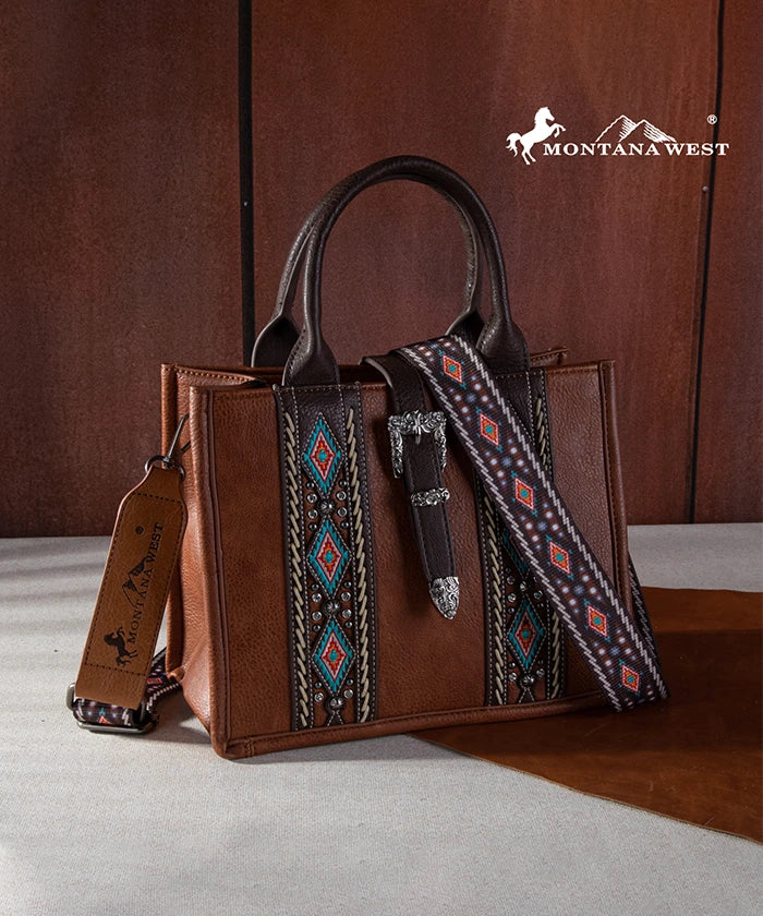 Montana West Aztec Print Concealed Carry Tote Bag for Women - Stylish & Spacious Purse with Hidden Gun Pocket - Perfect for Everyday Use, Travel, and Self-Defense
