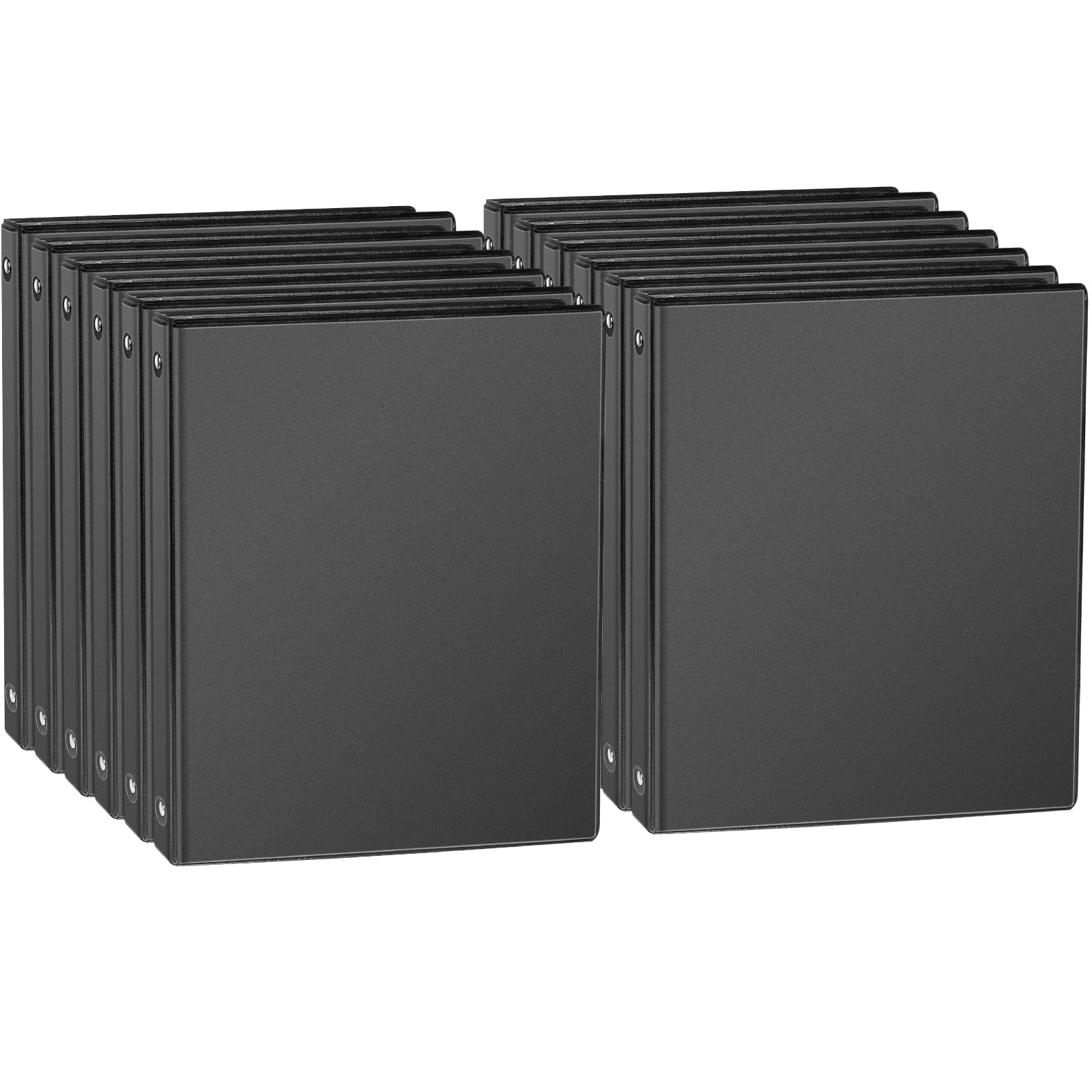 1-Inch Round Ring Binder 12-Pack - Black 3-Ring Binder for Letter Size Paper, School Supplies, Office Organization & Presentation Documents | Durable for Classroom, Work & Home Use