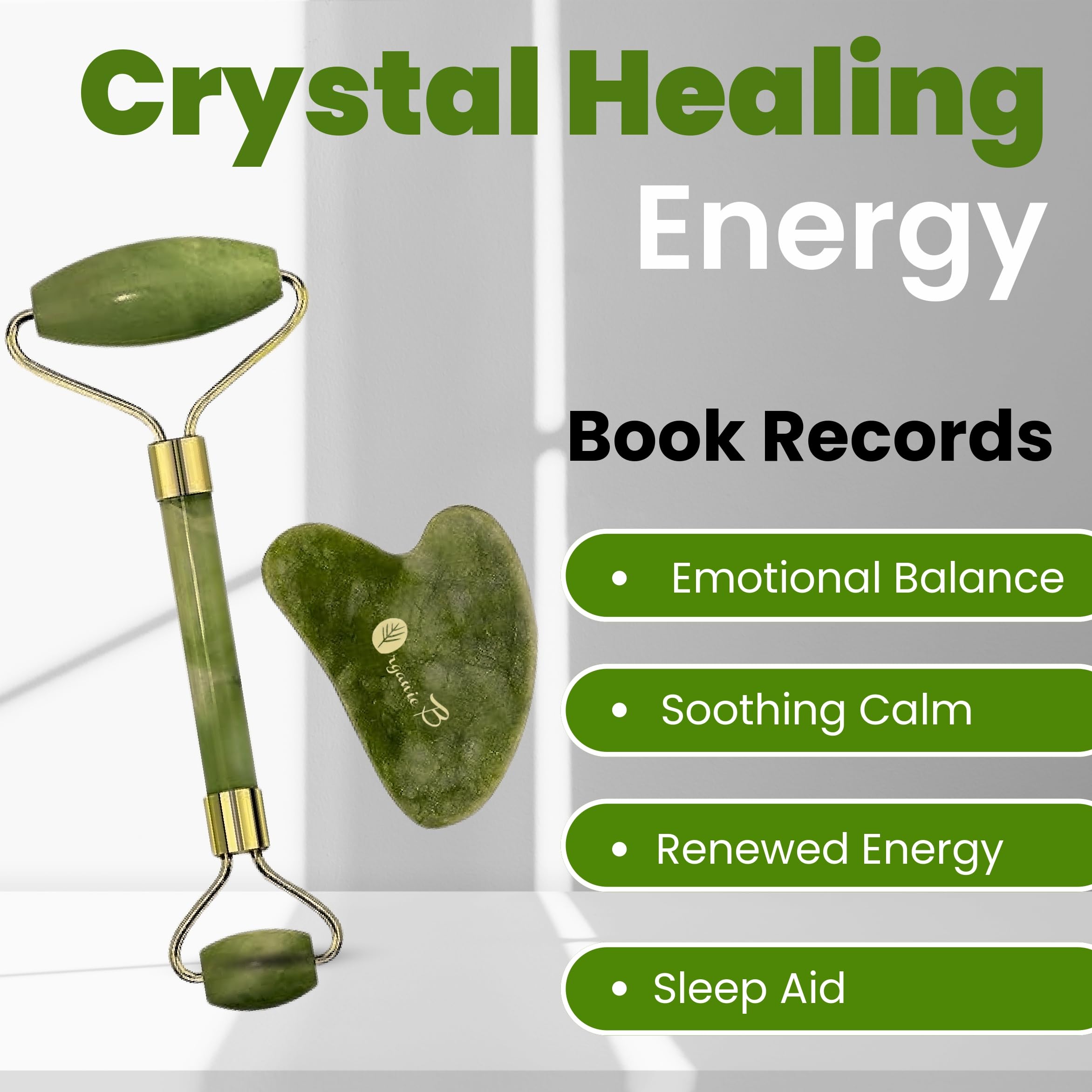 Organic Green Quartz Jade Roller for Women & Men – Face Massage Tool to Reduce Wrinkles, Puffiness & Stress | Natural Skincare for Glowing Skin | Use for Eyes, Jaw, Neck & Facial Acupressure Therapy | Perfect for Morning Routine, Spa Day & Self-Care Relaxation
