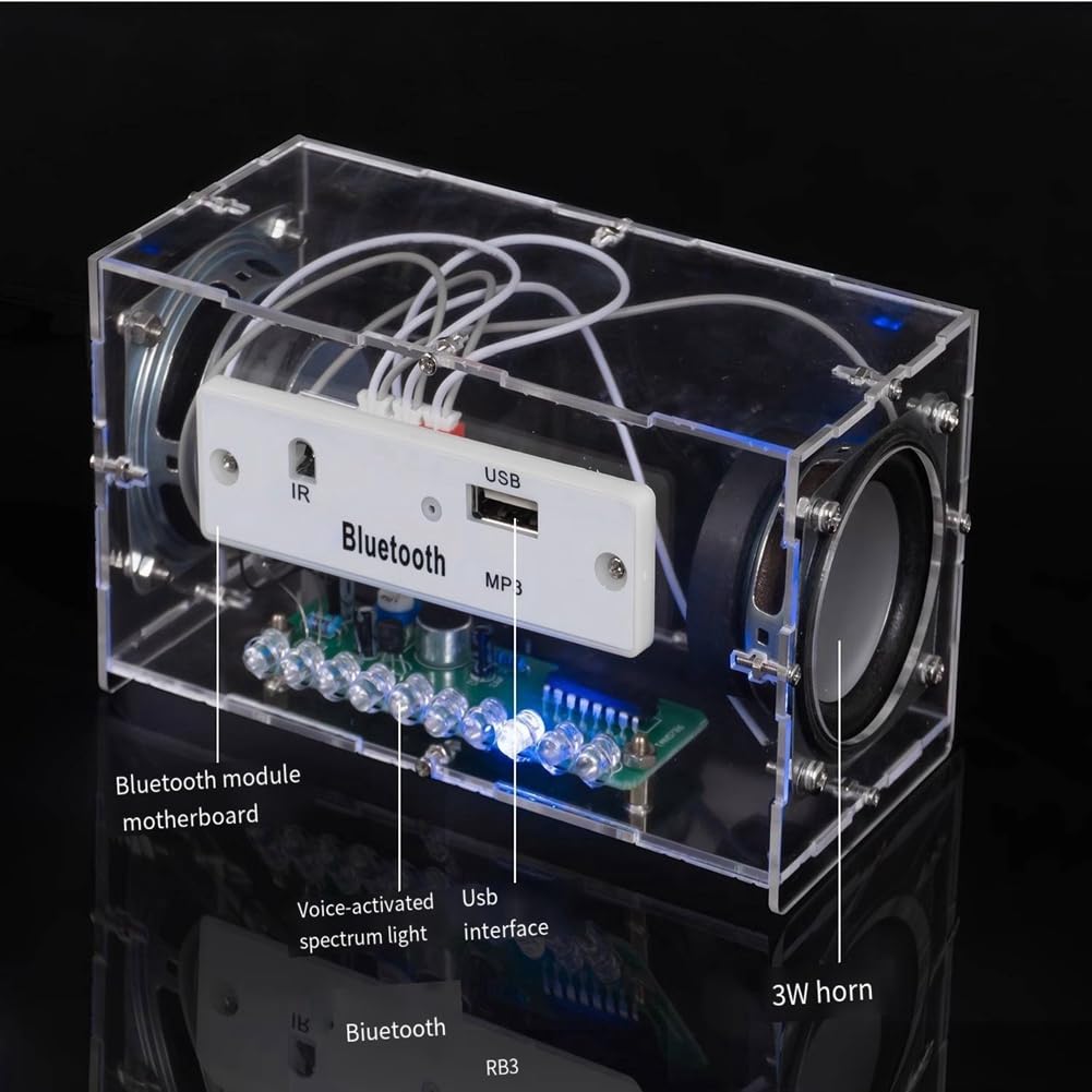 Decqerbe DIY Bluetooth Speaker Kit - Wireless Portable Music Amplifier with MP3 Player & LED Spectrum Display - Perfect for Home, Office, and Outdoor Parties