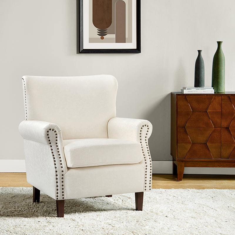 Luna Faux Leather Armchair - Modern PU Leather Accent Chair for Living Room, Bedroom & Office - Comfortable Mid-Century Style Lounge Chair with Sturdy Metal Legs
