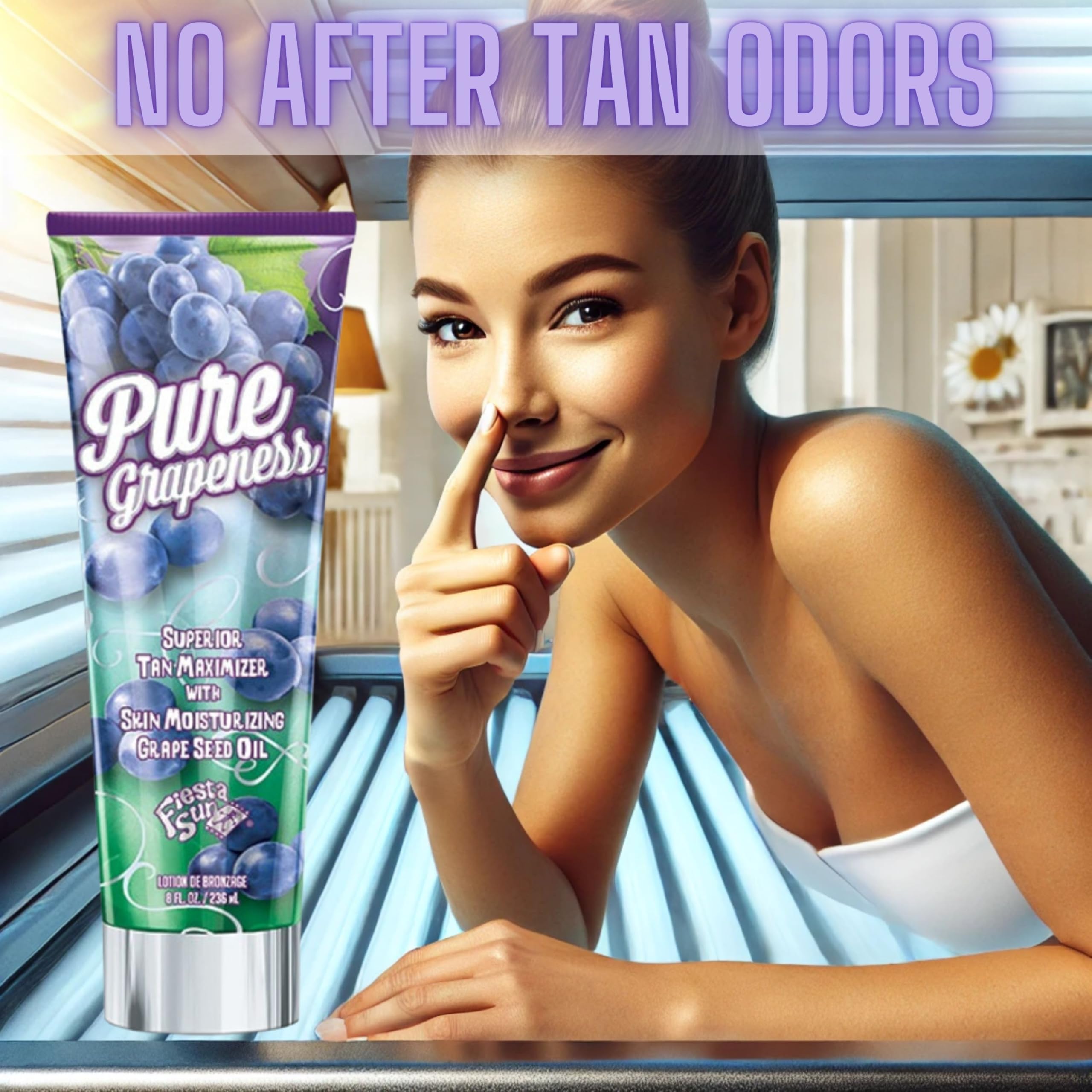Pure Grapeness Superior Tan Maximizer with Tyrosine 8oz - Natural Sunless Tanning Lotion for a Glowing Summer Look at Beach or Pool
