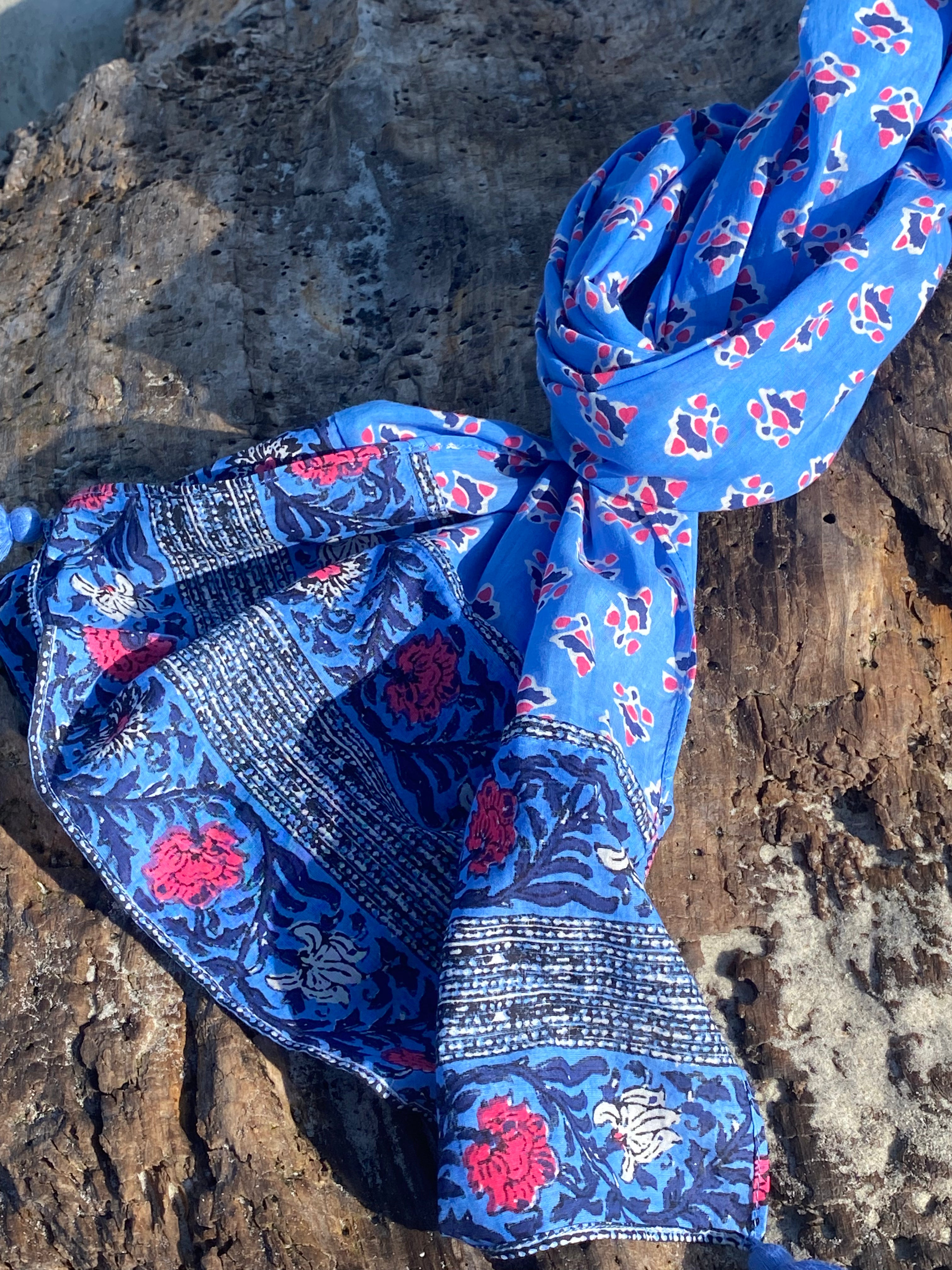 Elegant Medallion Blue Scarf for Women - Soft Winter Fashion Accessory - Perfect for Office, Party & Holiday Outfits