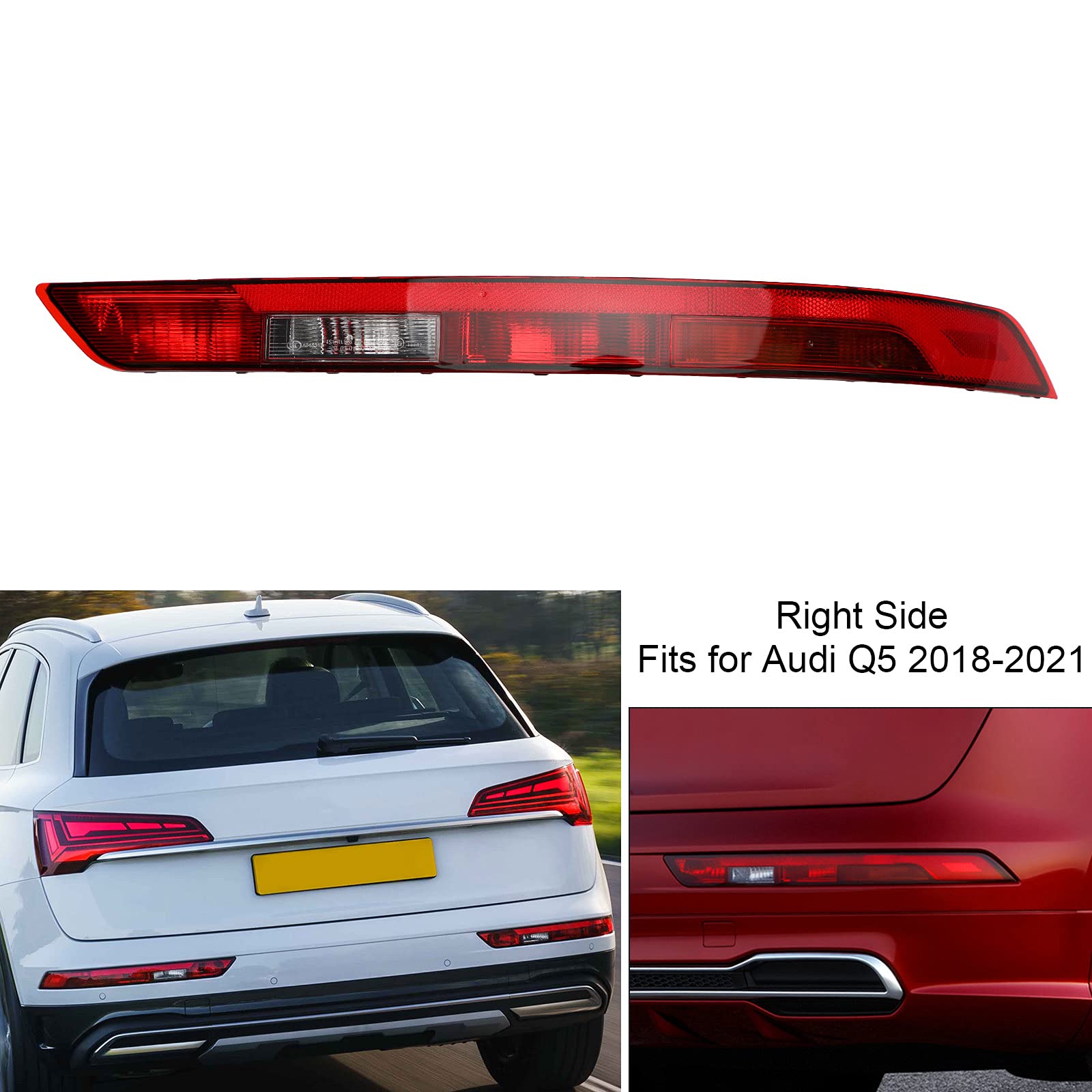 Areyourshop Car Right Rear Bumper Taillight Brake Stop Lamp Compatible with Audi Q5 2018-2021 (Part #80A945070A) - Perfect for Night Driving & Enhanced Safety