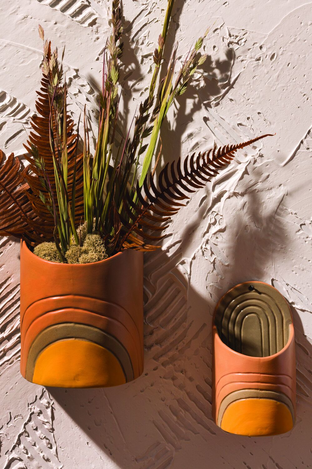 Vada Wall Pot - 5.25x3.75x9 Inches Ceramic Hanging Planter with Drainage Hole - Perfect for Indoor Plants, Succulents, Herbs & Small Flowers - Ideal for Home, Office, Balcony & Garden Decor