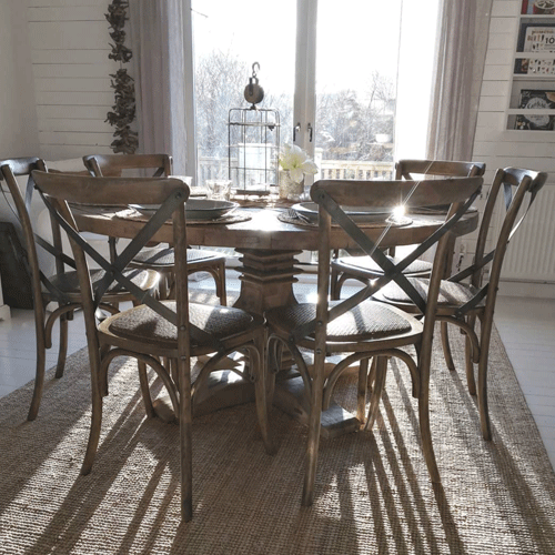 Round Dining Table 140cm - Modern Wooden Dining Table for Kitchen & Dining Room - Perfect for Family Gatherings & Dinner Parties