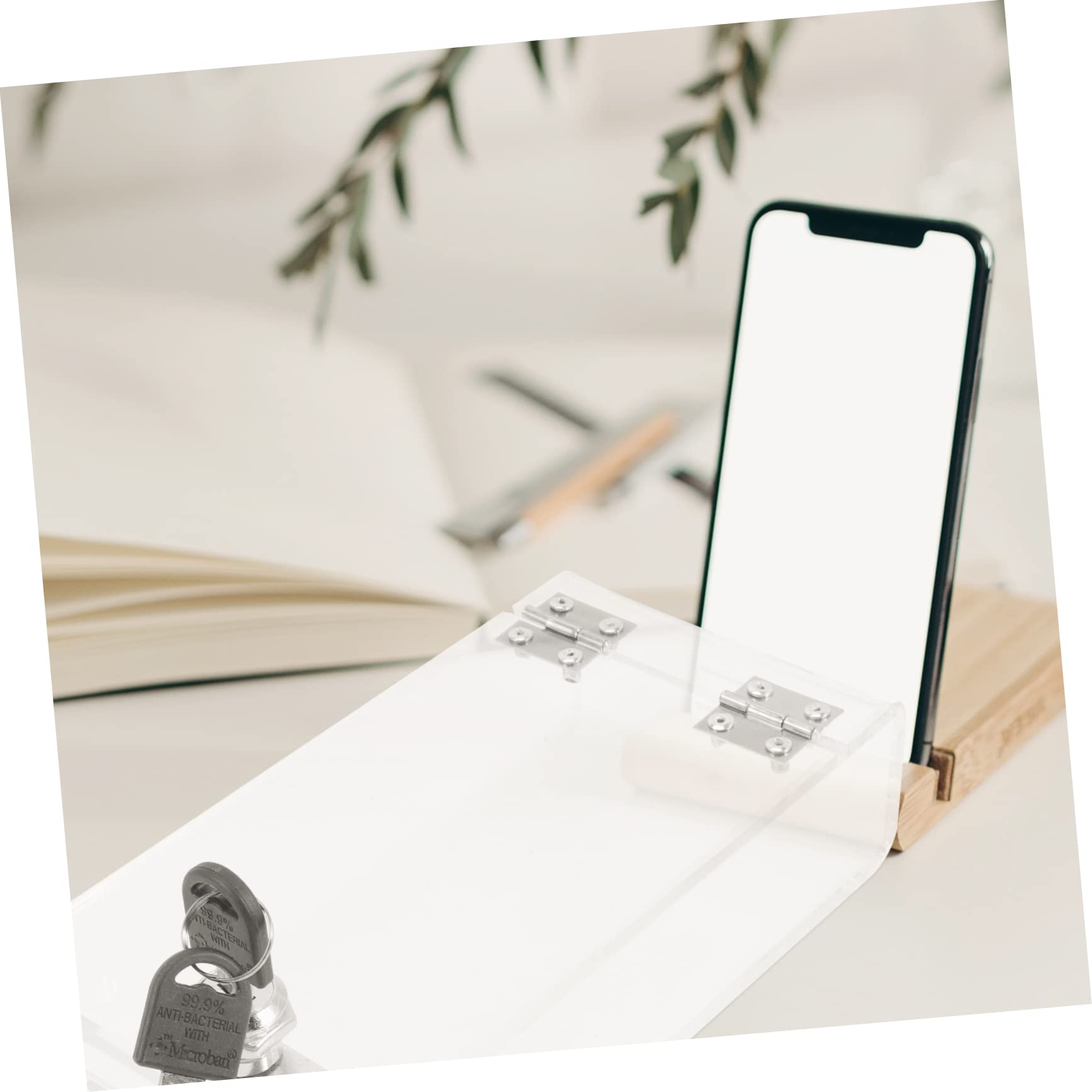 STOBOK Clear Acrylic Smartphone Storage Box with Lock - Durable Phone Organizer Case for Office, Home & Retail Use - Secure Cell Phone Locker Cabinet for Staff & Personal Devices