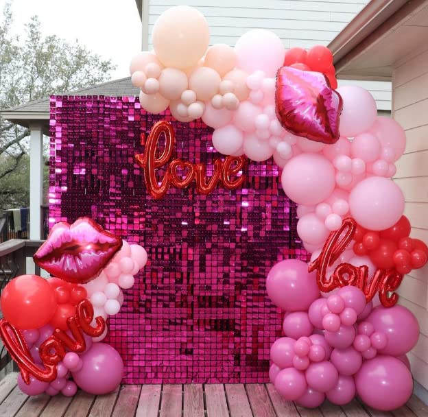 Hot Pink Sequin Shimmer Wall Backdrop Panel - 6ft x 6ft Square Shimmering Backdrop for Birthday, Wedding, Anniversary Decorations | Perfect for Party Backgrounds, Photo Booths & Event Decor