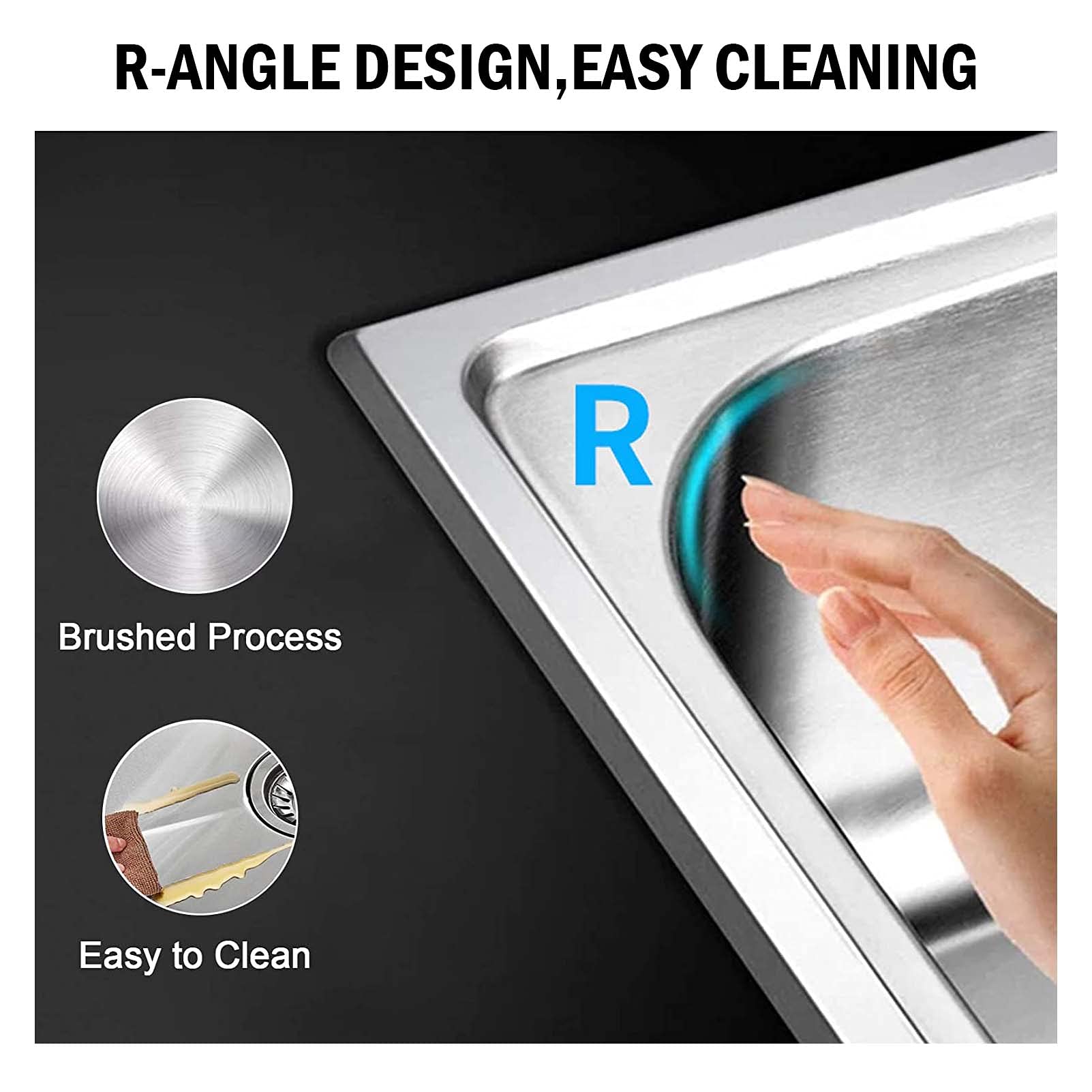 Stainless Steel Stand Alone Kitchen Sink with Faucet and Drain Strainer - 60cm x 60cm Indoor/Outdoor Utility Sink for Home, Hotel, Restaurant & RV Use