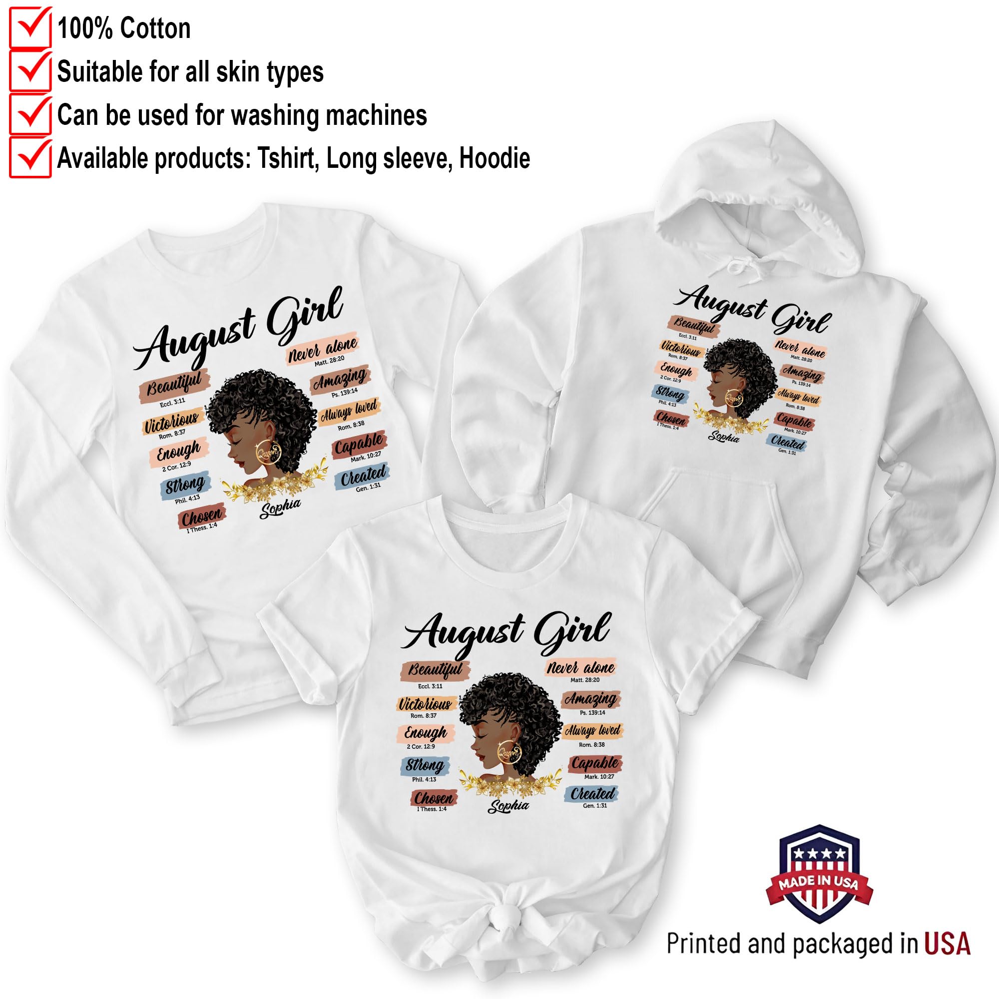Custom August Birthday Shirts for Women - Personalized with Name & Photo - Queen Born in August Tee - Perfect August Birthday Gift for Parties & Celebrations