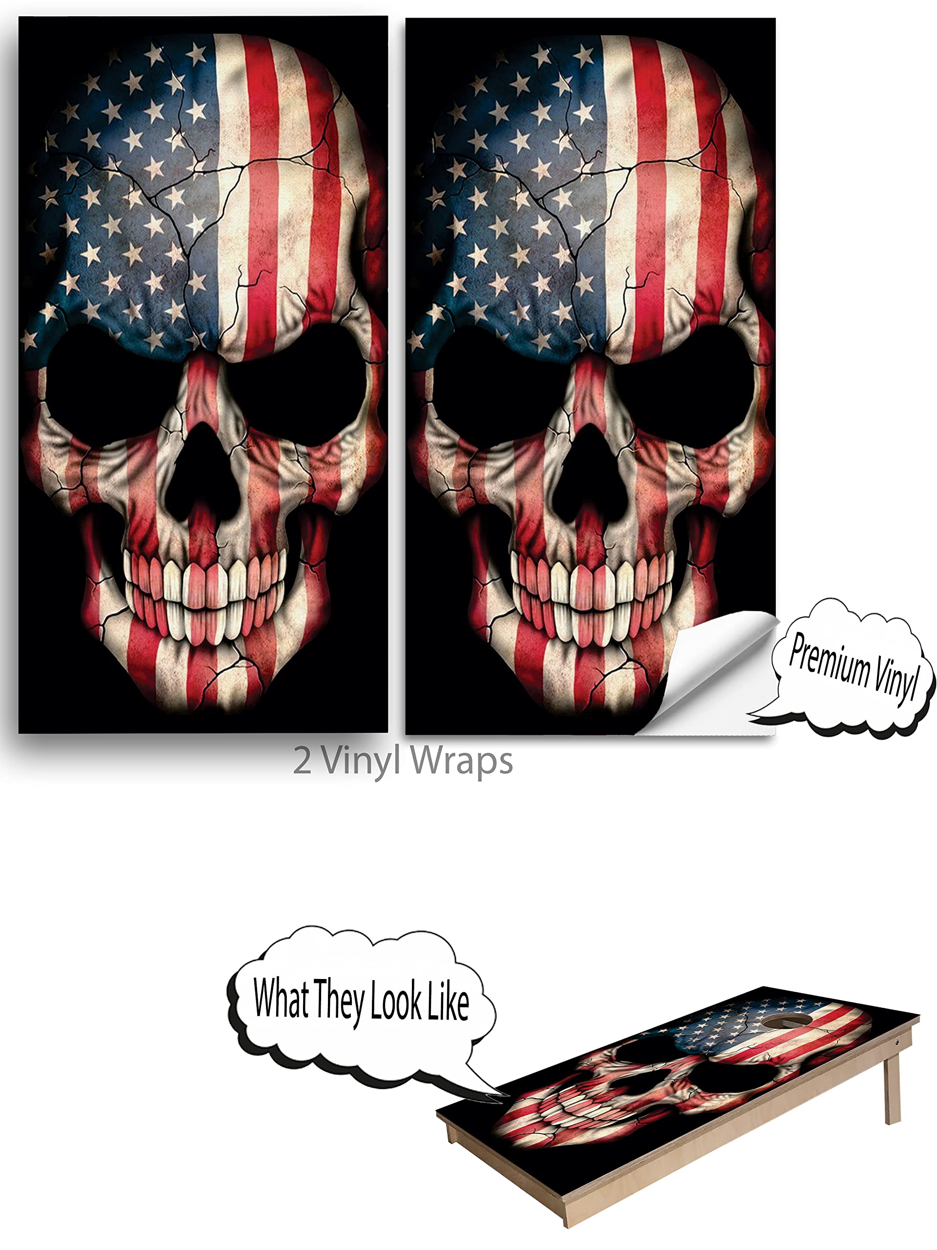 Premium American Cornhole Board Wraps - Set of 2 with 10+ Custom Designs | Waterproof Cornhole Decals & Skins for Outdoor Games, Tailgating, Backyard Parties, and Cornhole Tournaments