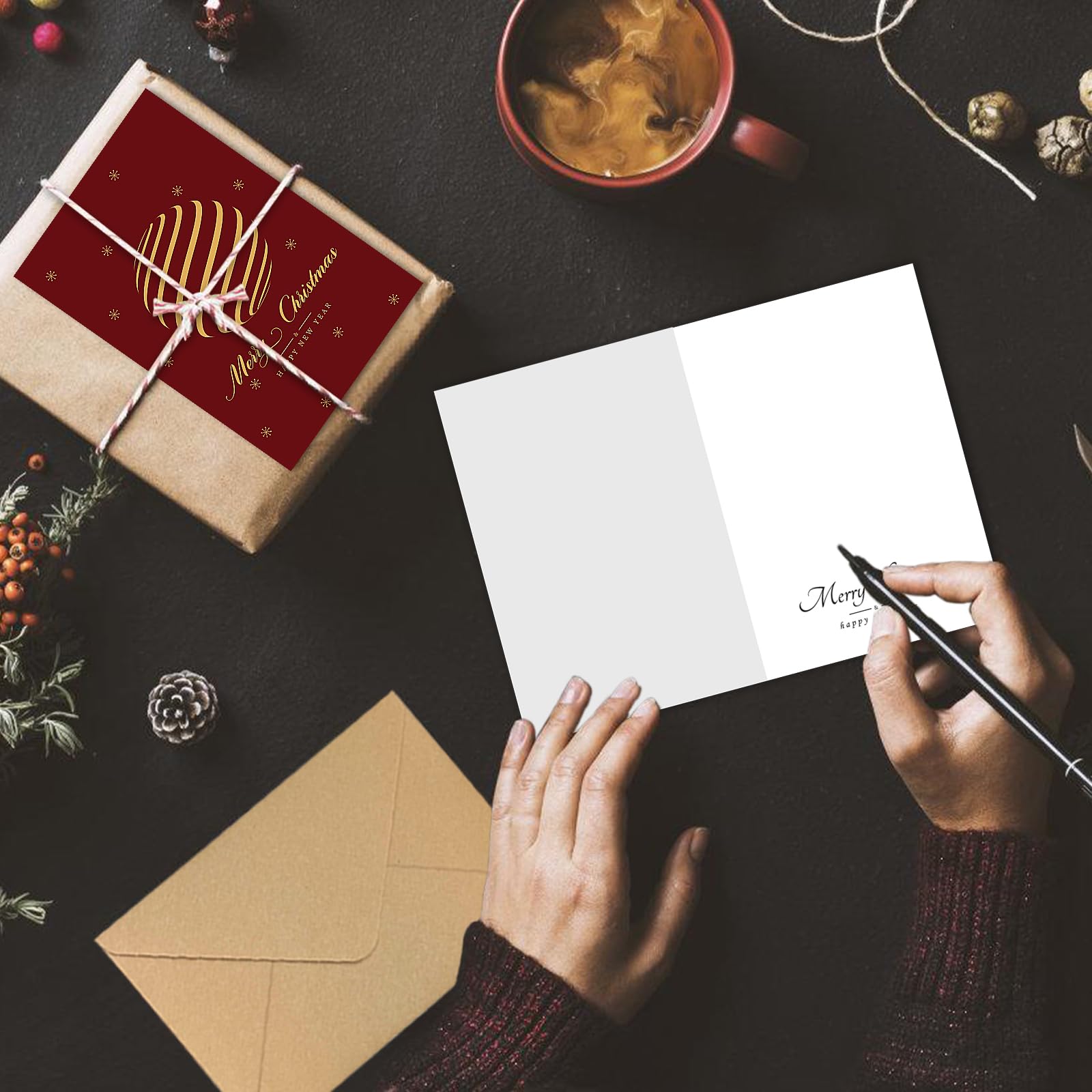 Premium 24-Pack Gold Foil Christmas Cards with Envelopes (5x7 Inch) - Bulk Holiday Greeting Cards for Business, Coworkers & Friends - Perfect for Office Gifts, Client Appreciation & Festive Celebrations