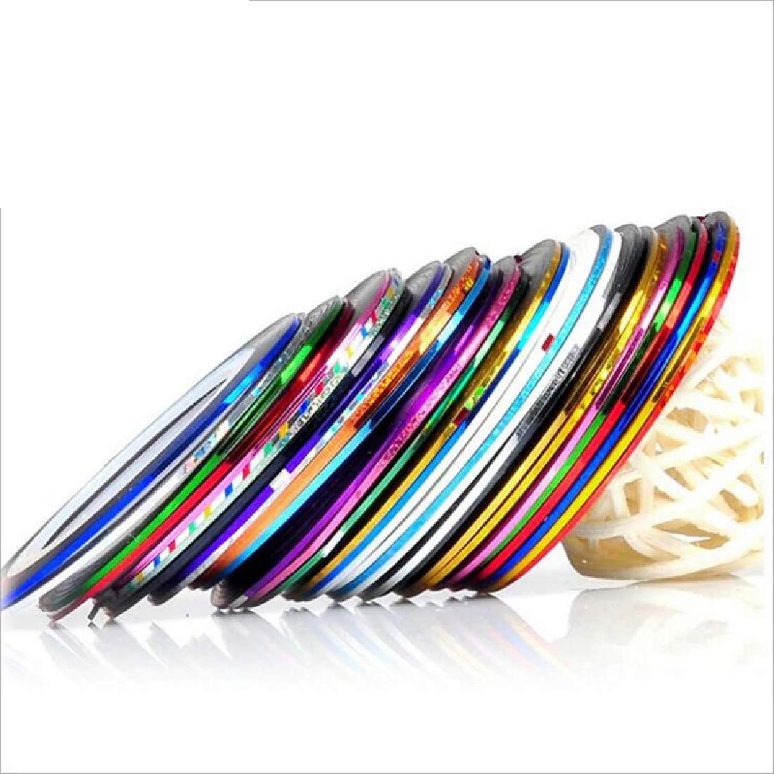 24PCS Metallic Nail Art Tape - Colorful Lace Line Strips for Nail Decoration | UV Gel Polish Stickers for Professional & DIY Nail Art | Perfect for Salon, Home Manicure & Party Nail Designs