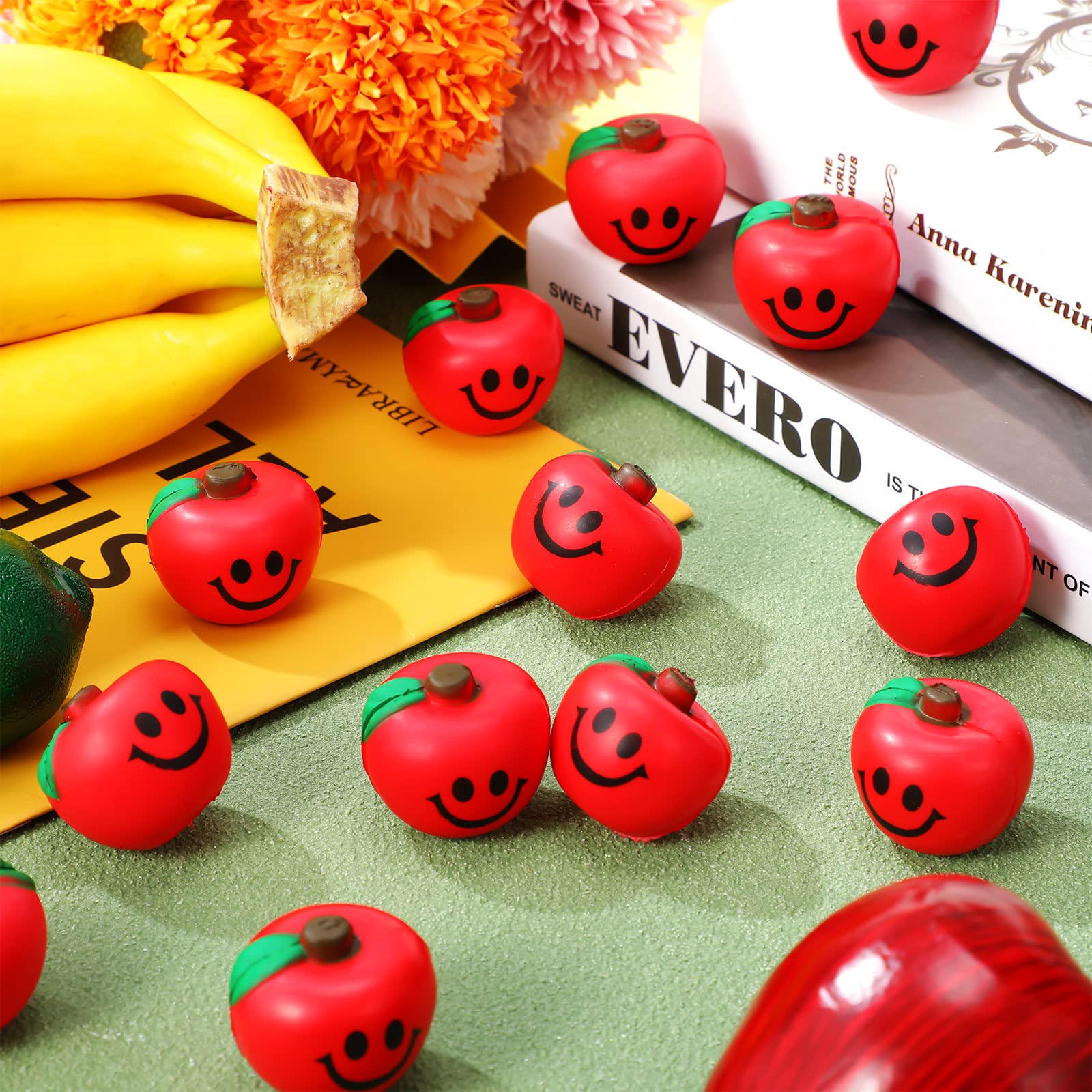 Jerify 30 Pcs Fruit Stress Ball Toys - Soft Foam Anxiety Relief Balls for Finger Exercise, Party Favors & Office Stress Relief (Red) - Perfect for Home, Office, Classroom & Therapy Sessions