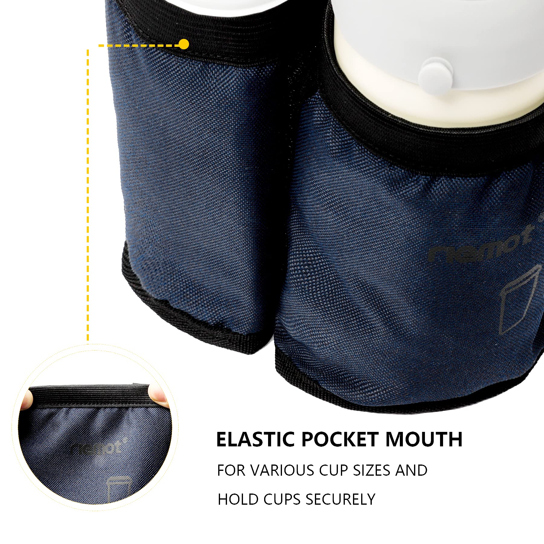 Riemot Luggage Travel Cup Holder - Hands-Free Drink Carrier for Suitcases - Holds 2 Coffee Mugs - Fits Roll-On Suitcase Handles - Perfect Gift for Flight Attendants & Travelers - Navy Blue - Ideal for Airports, Commuting & Road Trips