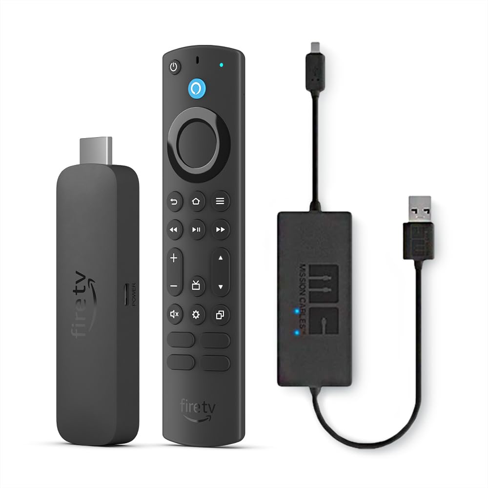 Amazon Fire TV Stick 4K Max Streaming Device with Alexa Voice Remote & USB Power Cable - Watch Movies, Live TV & Play Games on Your Smart TV