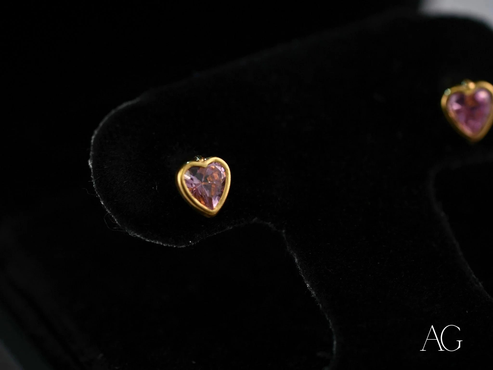 18k Gold Pink Cubic Zirconia Heart Earrings for Women - Elegant Valentine's Day Gift, Anniversary Present & Romantic Date Night Jewelry
