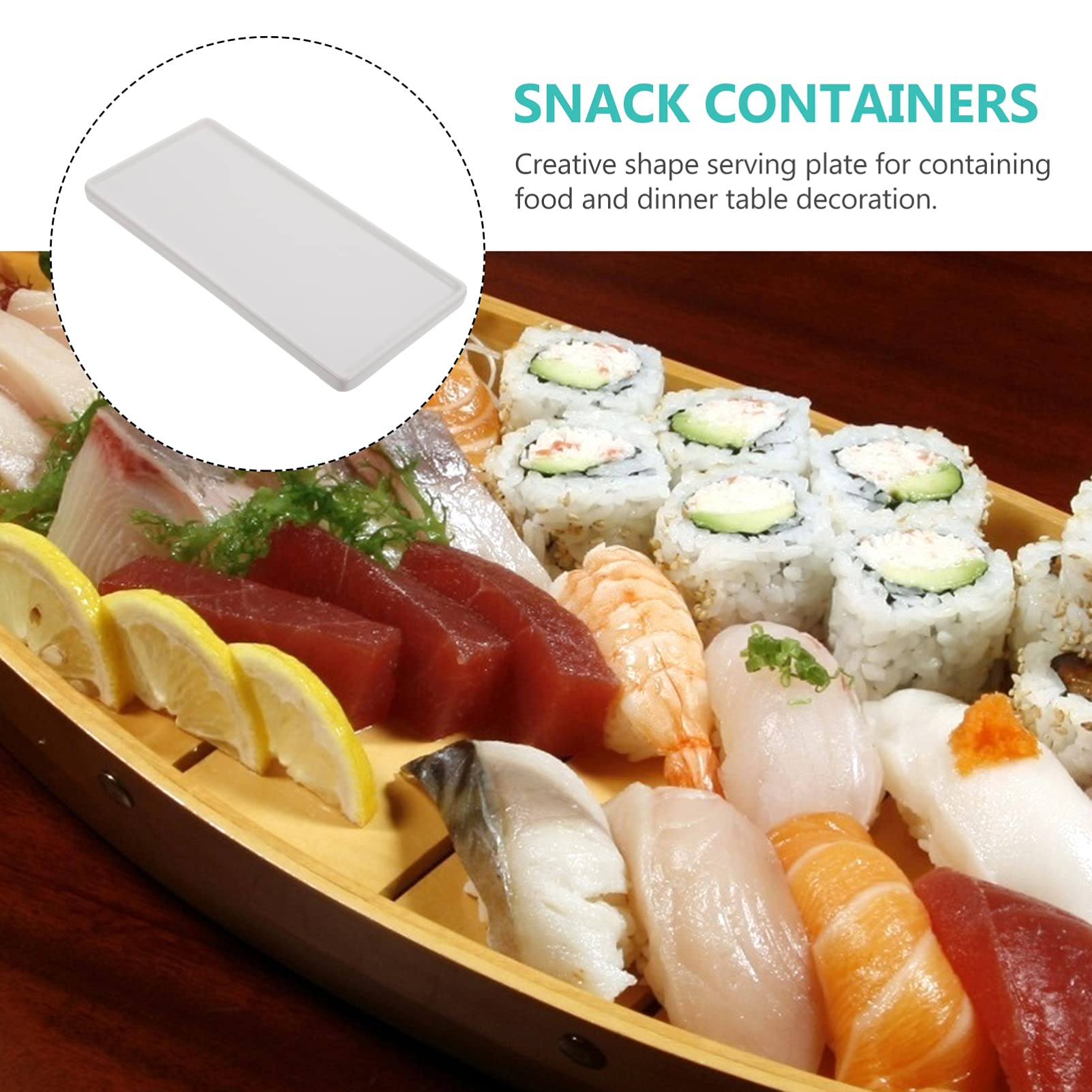 Japanese Ceramic Sushi Plates - White Rectangular Serving Trays for Appetizers & Desserts | Perfect for Sushi, Sashimi & Party Snacks