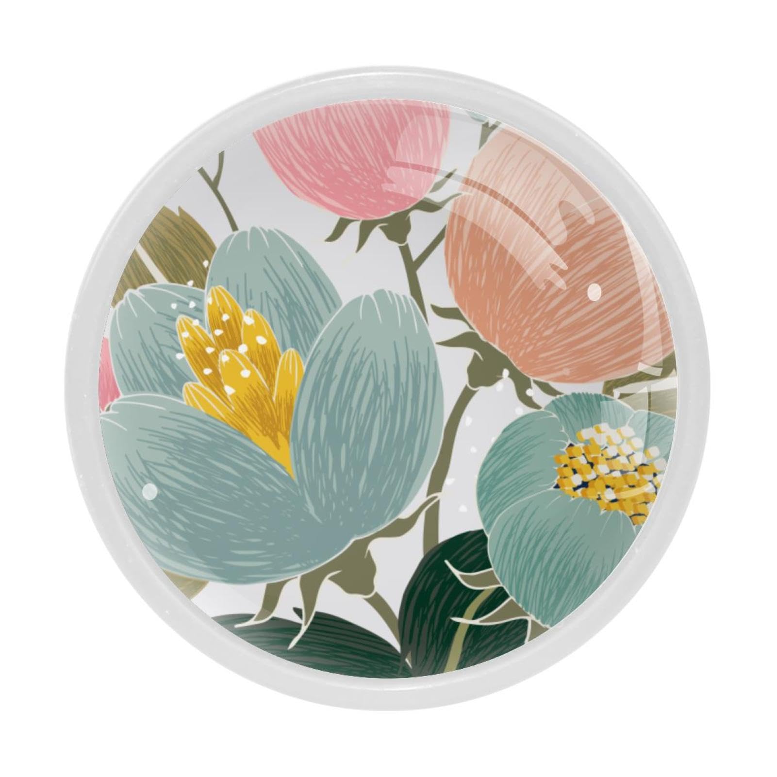 GIAPB 4Pcs Spring Flower Cabinet Handles - Elegant Cabinet Knobs & Drawer Pulls for Kitchen, Bathroom & Furniture - Vintage Floral Hardware for Home Decor & DIY Projects