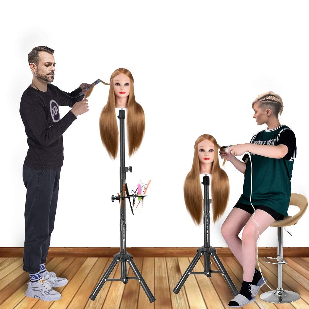 55 Inch Wig Stand with Heavy Duty Tripod & Mannequin Head - Includes Tool Tray for Salon, Cosmetology & Home Hairstyling | Perfect for Wig Making, Styling & Storage