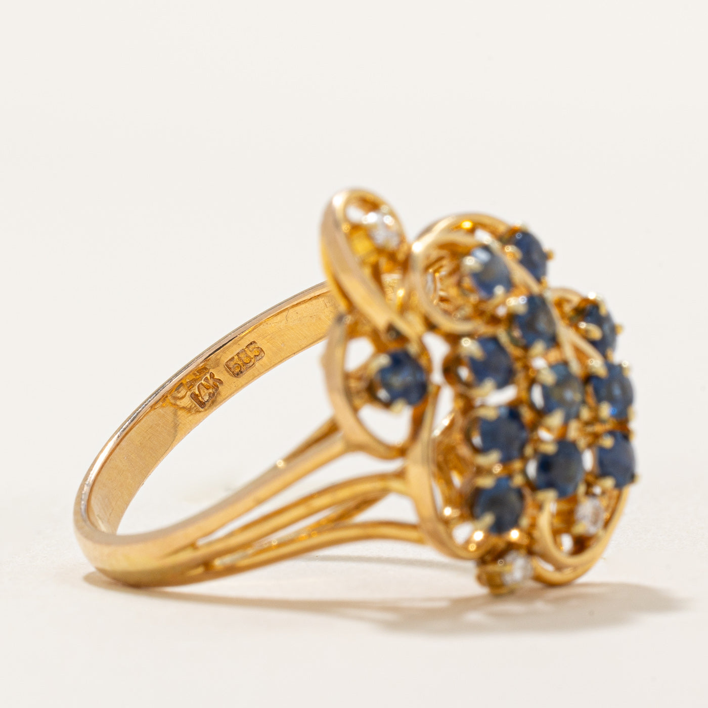 Elegant 0.50ctw Sapphire & Diamond Cluster Cocktail Ring (Size 7.25) - Perfect for Evening Parties & Special Occasions