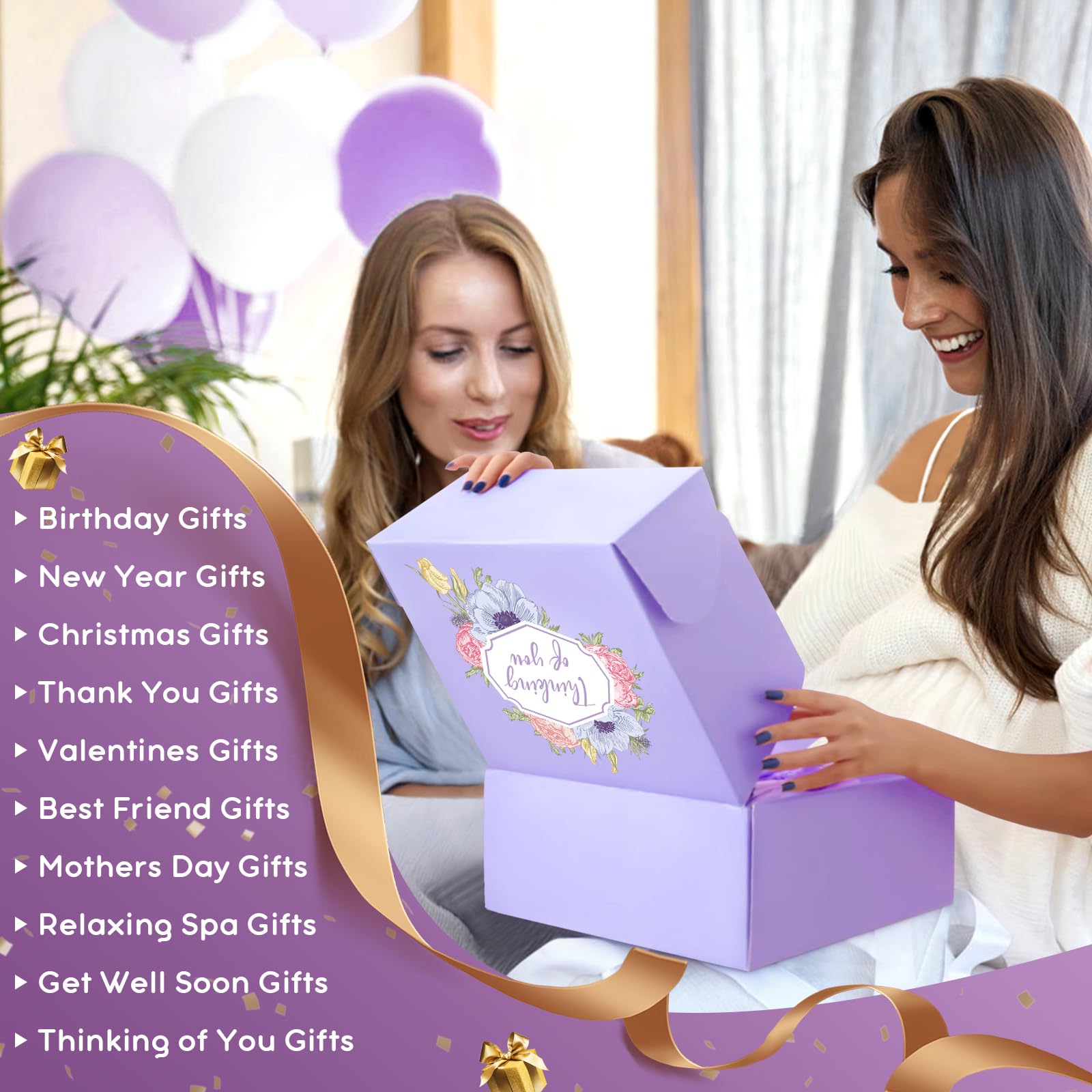 Relaxing Spa Gift Set for Women - Unique Self Care Package with Lavender Essentials | Thoughtful Get Well, Birthday & Mother's Day Gifts for Her, Wife, Sister or Friend | Perfect for Home Relaxation, Stress Relief & Pampering