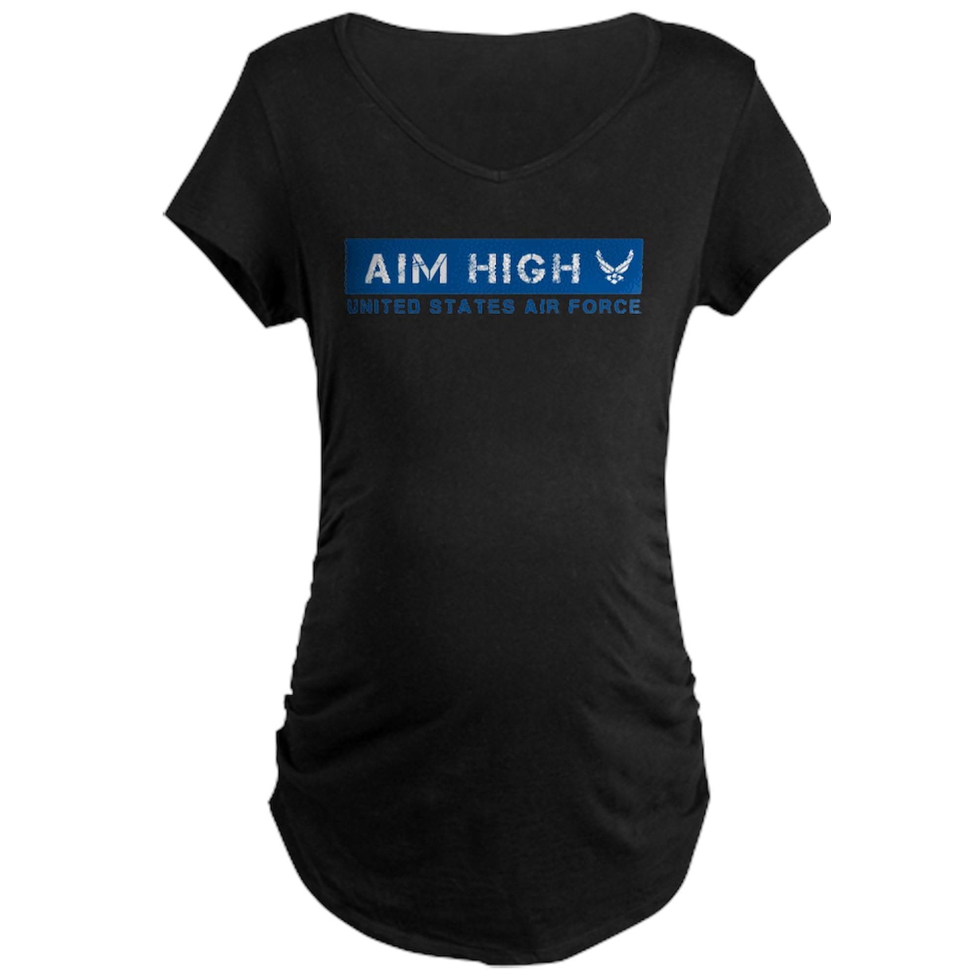 USAF Aim High Blue Maternity T-Shirt for Women - Soft Ruched Side Pregnancy Tee - Perfect for Military Moms, Air Force Pride & Casual Wear