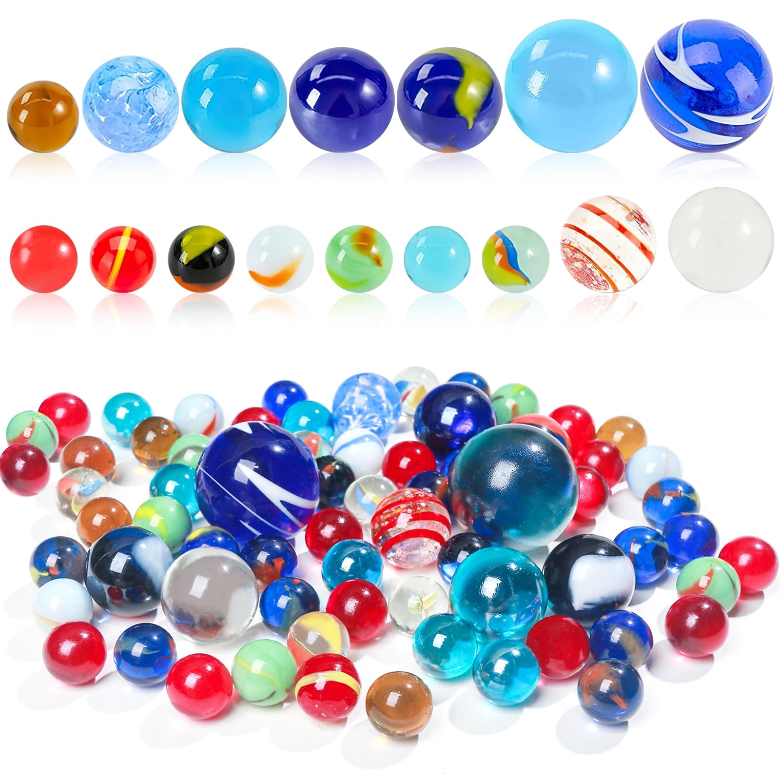 85PCS Colorful Glass Marbles for Kids - Assorted Sizes Planet Marbles for Party Favors, Vase Fillers, DIY Crafts & Home Decor - Perfect for Sensory Play, Game Tokens & Decorative Accents